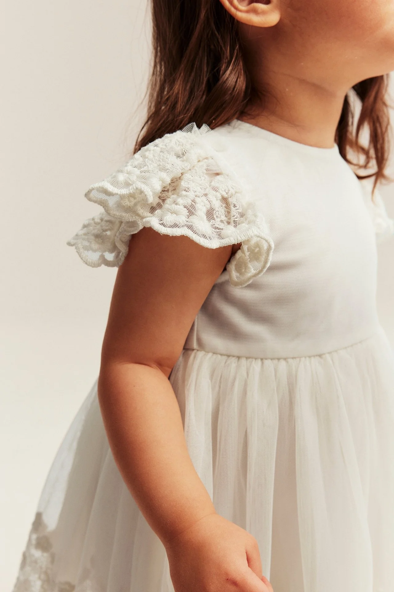 Baby & Kids white mesh dress with embroidery - Image 5