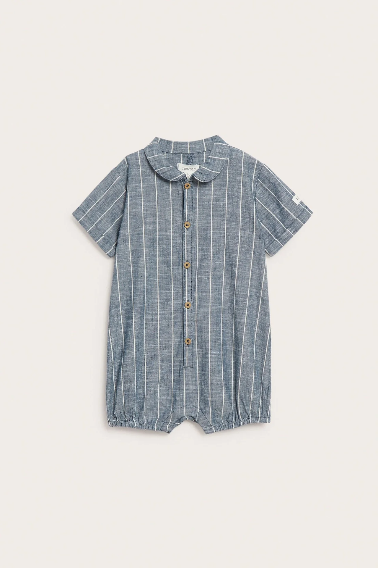 Baby blue striped woven romper - Image 2