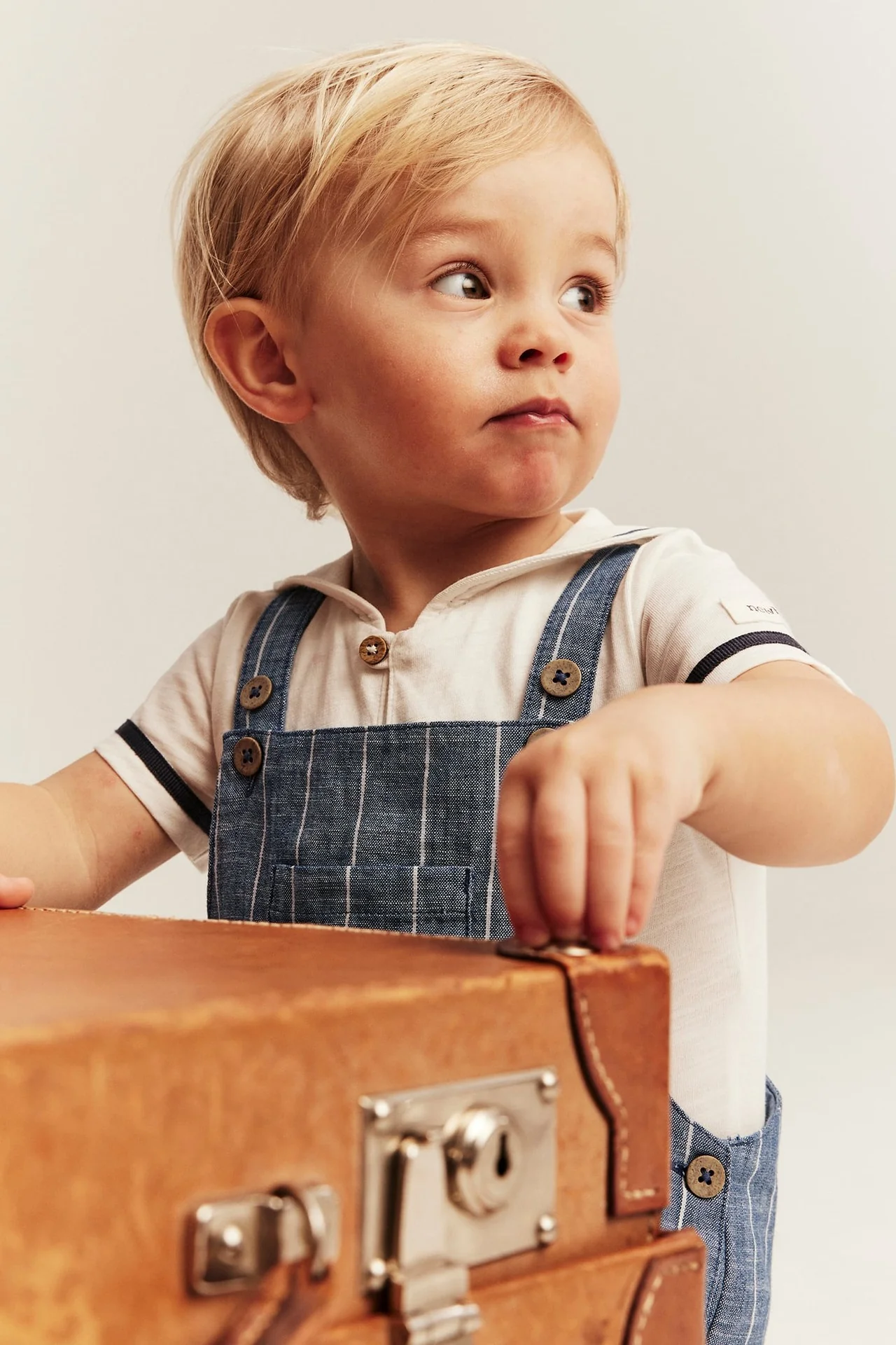 Baby blue striped woven dungarees - Image 4