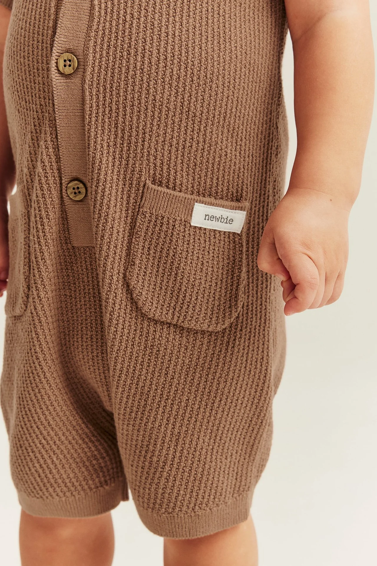 Baby brown fine-knit romper - Image 3