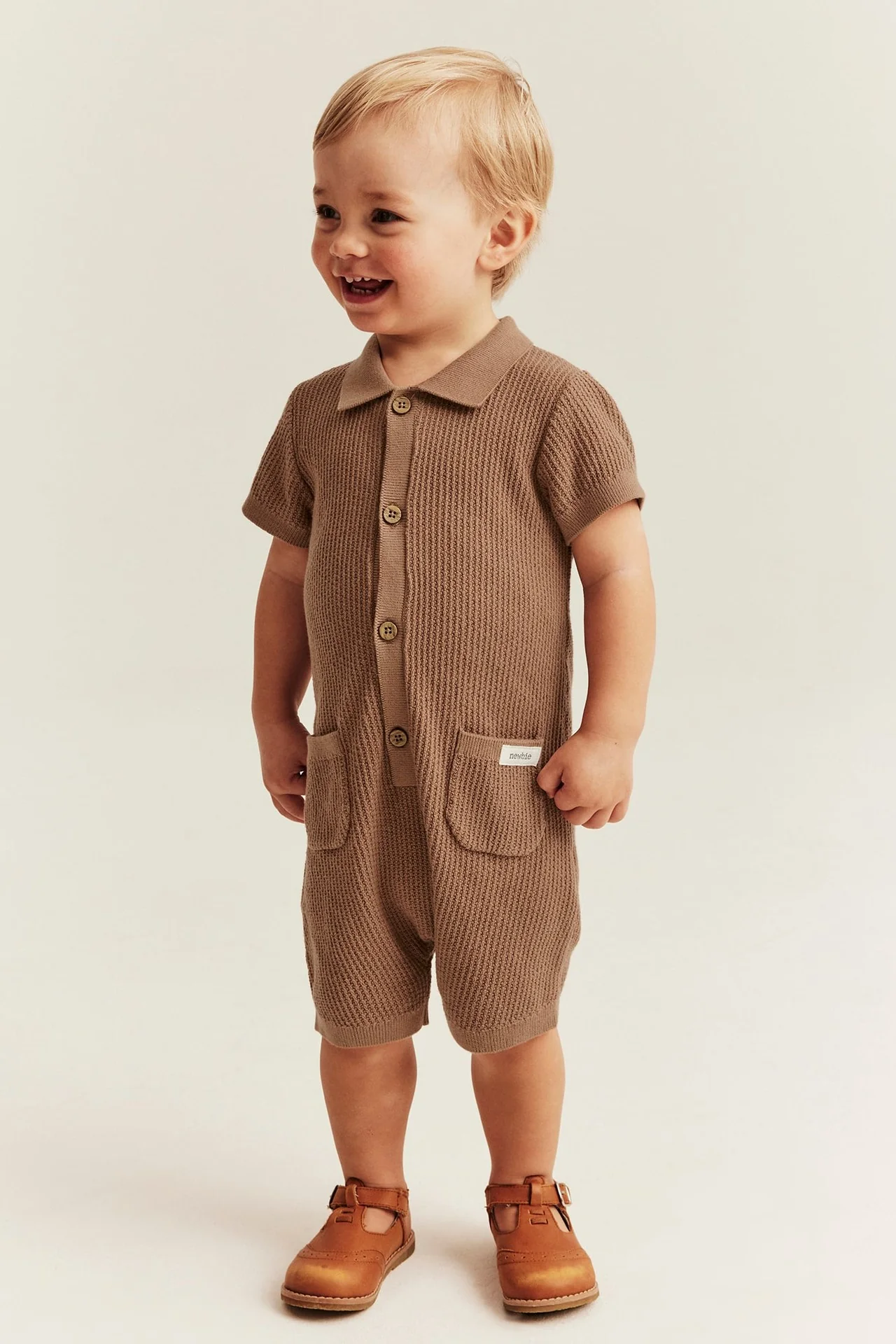 Baby brown fine-knit romper - Image 4