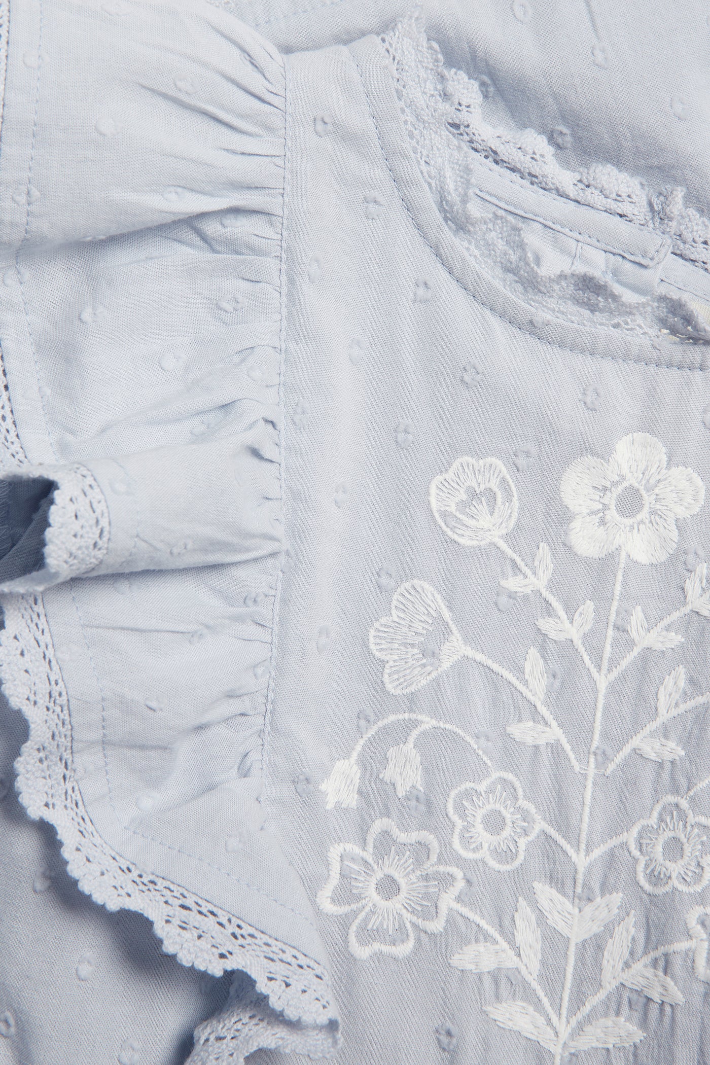 Kids blue short-sleeve frilled dress - Image 3