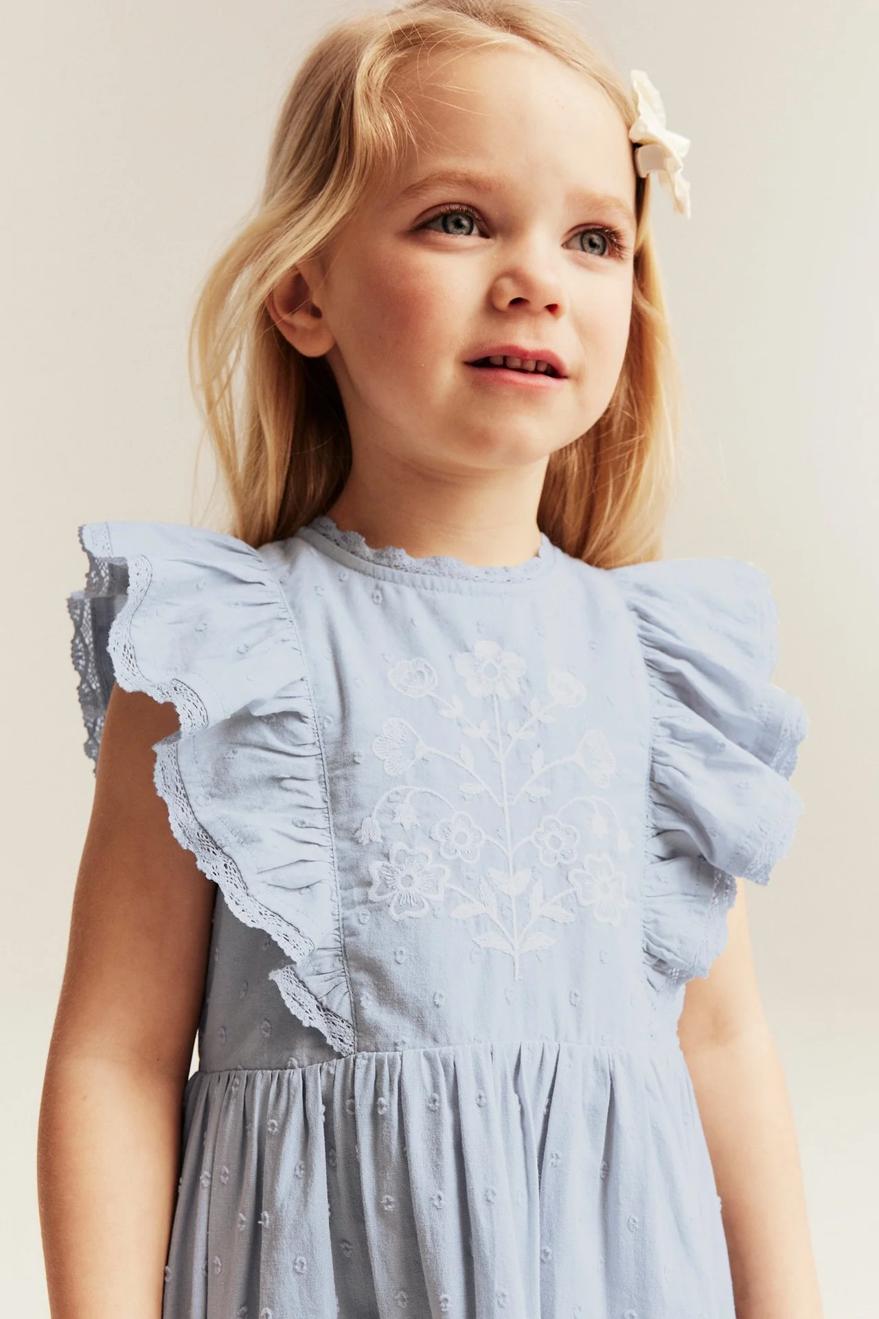 Kids blue short-sleeve frilled dress - Image 6