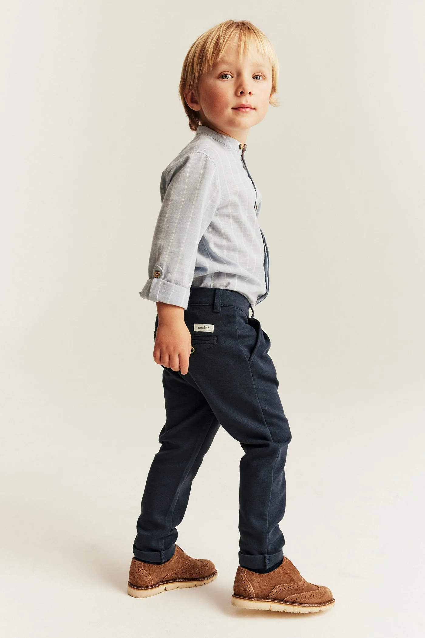 Kids blue trousers with button fastening - Image 3
