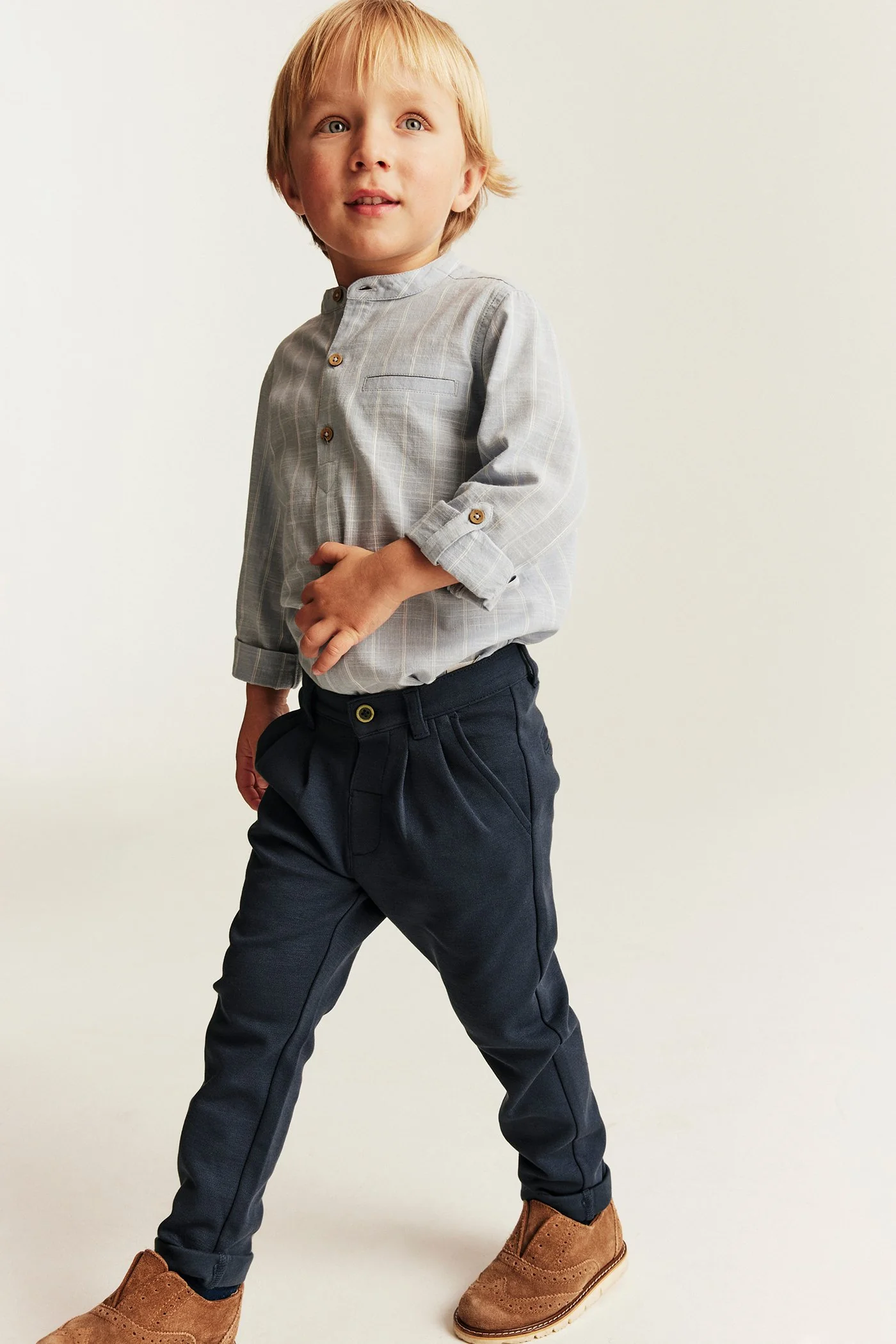 Kids blue trousers with button fastening - Image 4