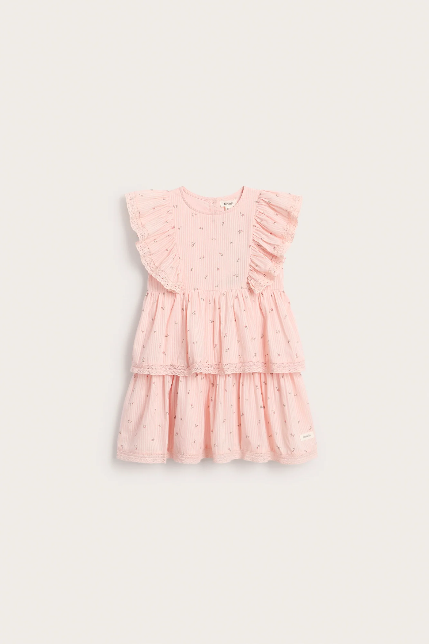 Kids pink floral frilled dress - Image 2