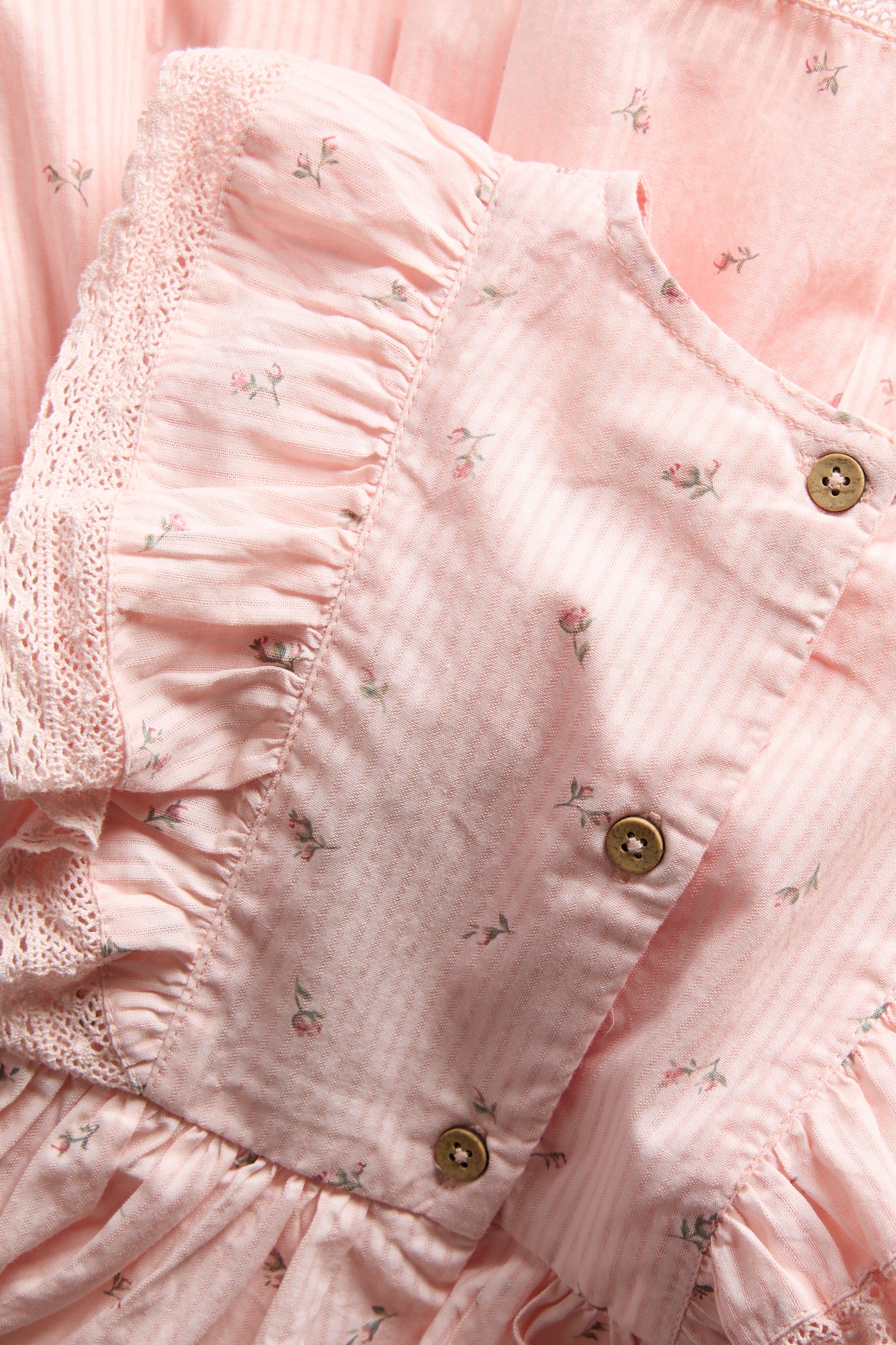 Kids pink floral frilled dress - Image 6