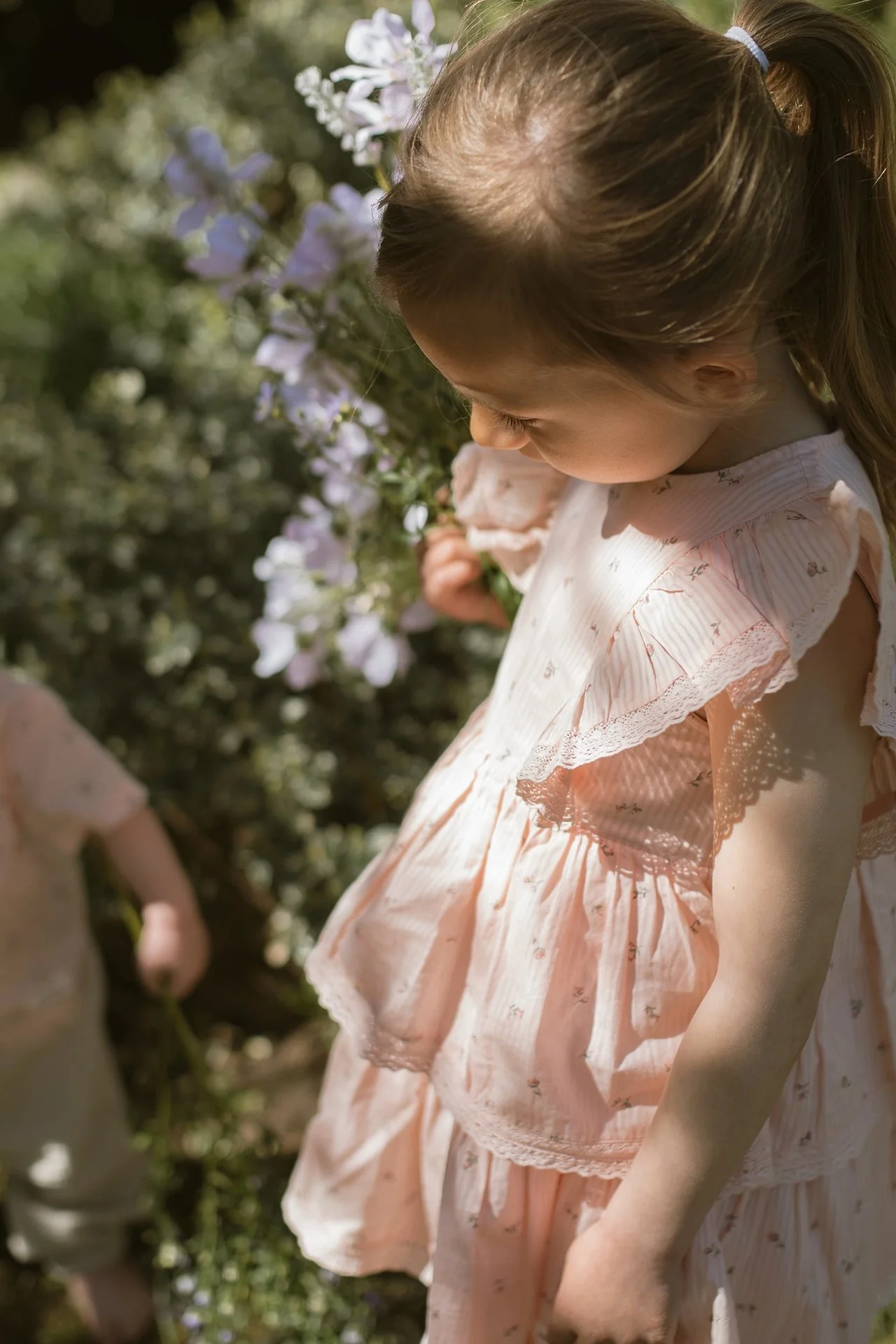 Kids pink floral frilled dress - Image 7