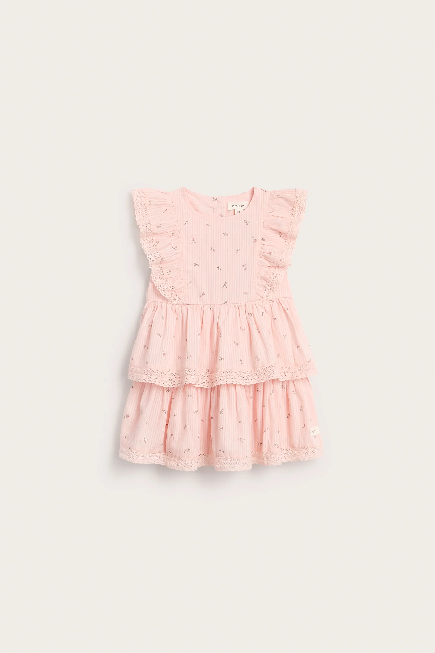 Baby pink floral dress with frill - Image 2