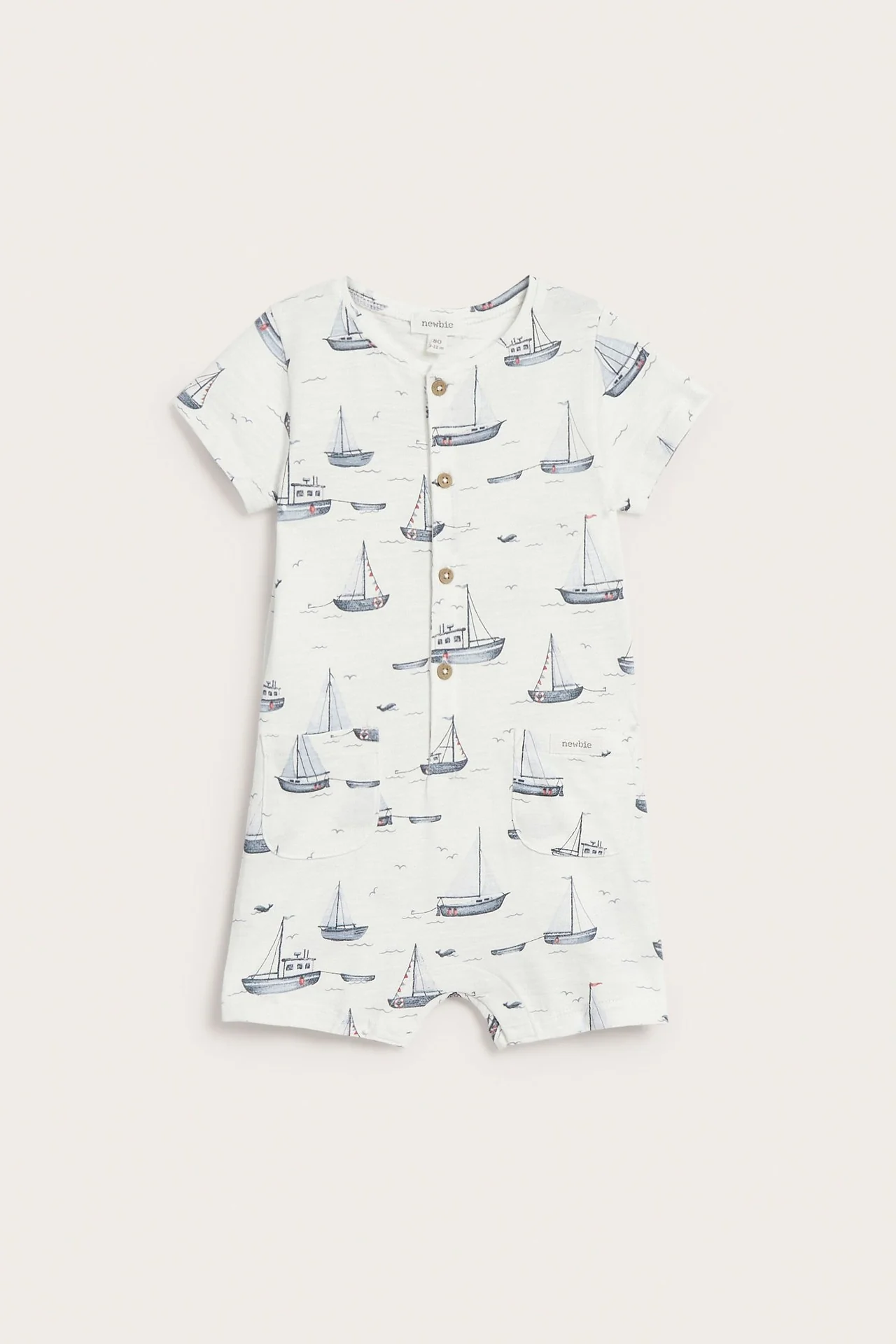 Baby sailing-themed romper in slub tricot - Image 2
