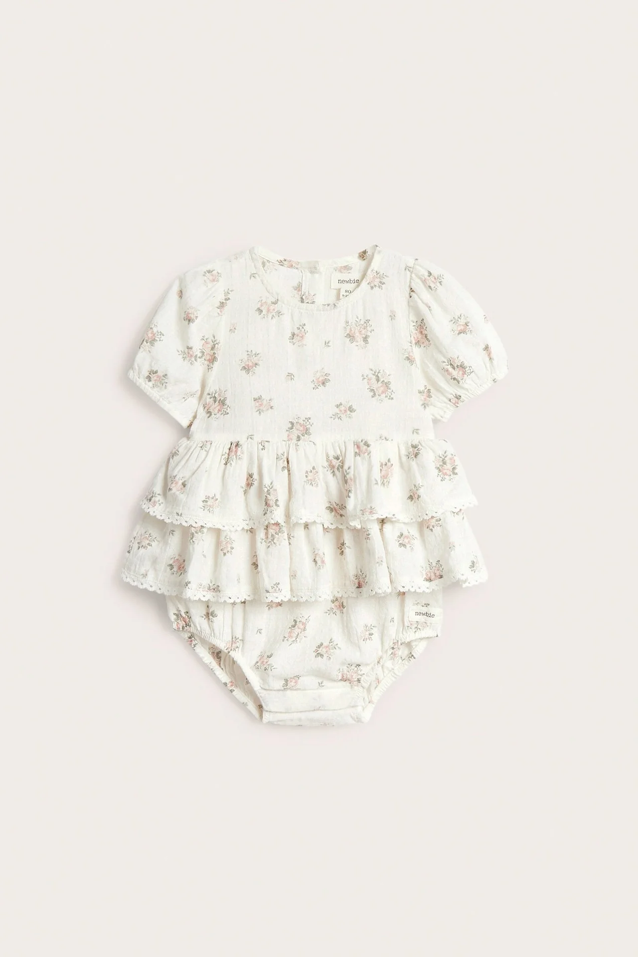 Baby floral romper with frill - Image 2