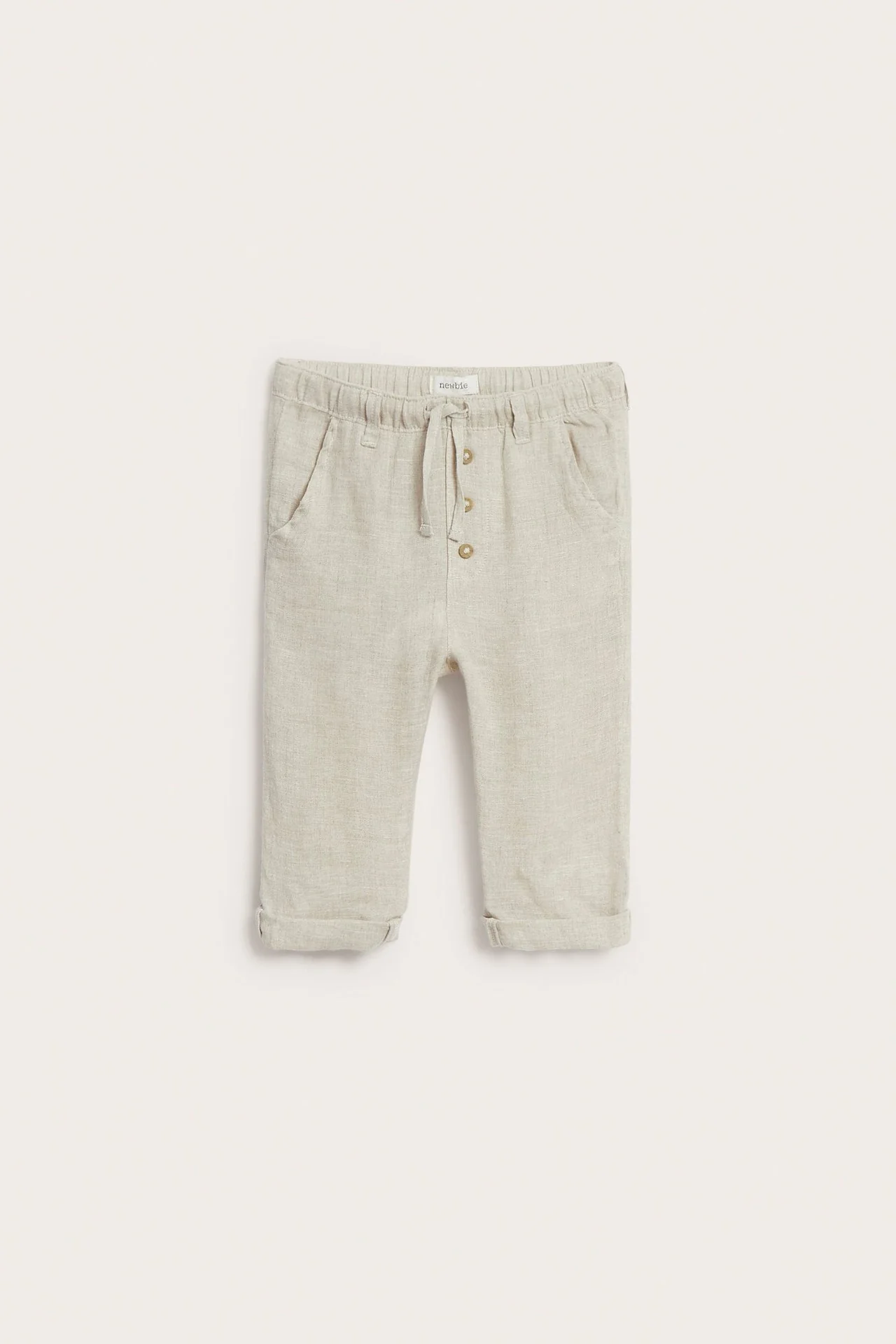 Baby beige linen drawstring trousers - Image 2