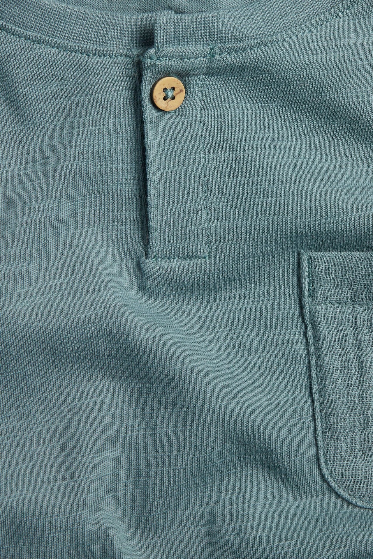 Kids blue slub knit T-shirt with pocket - Image 2