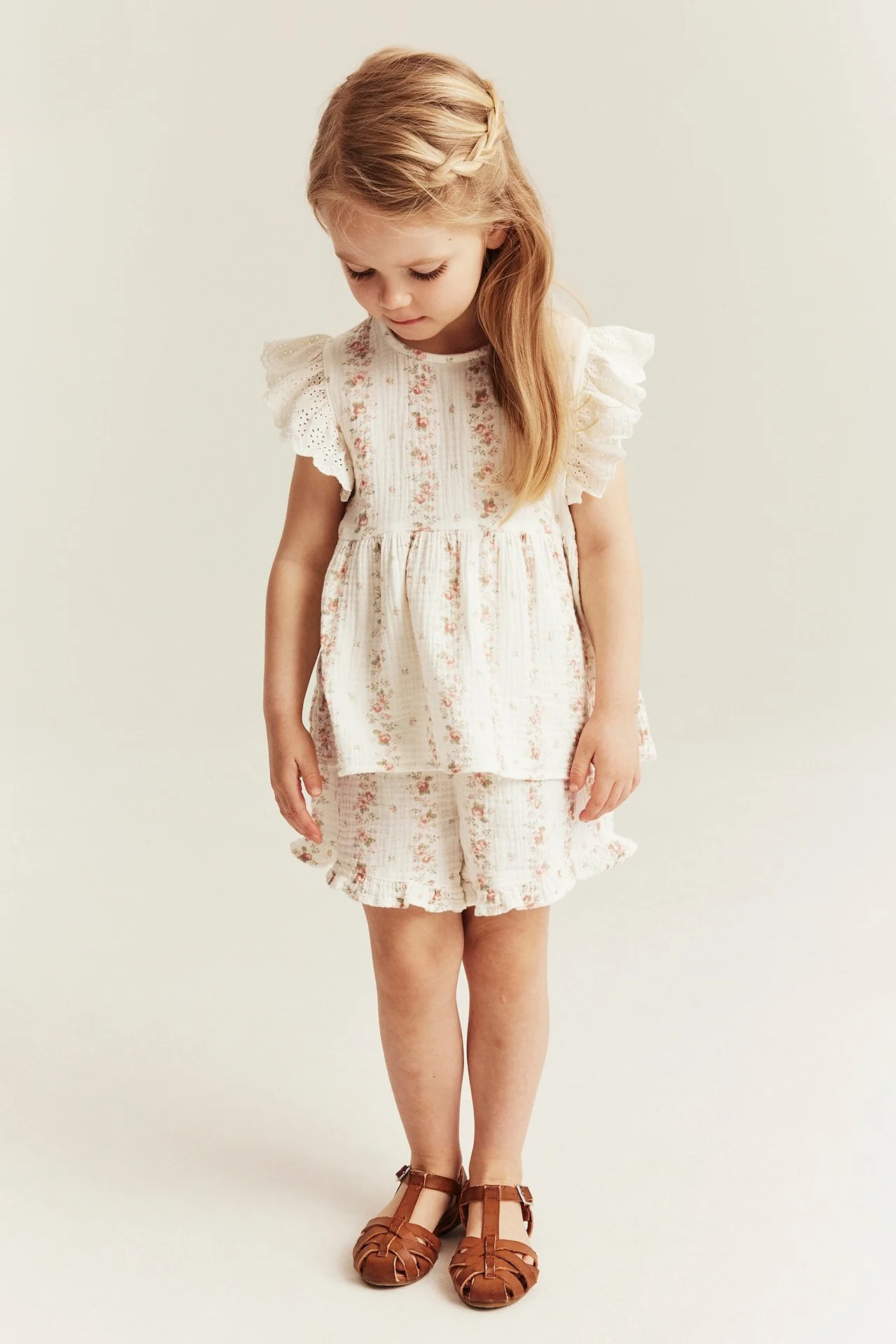 Kids 2-piece floral muslin set