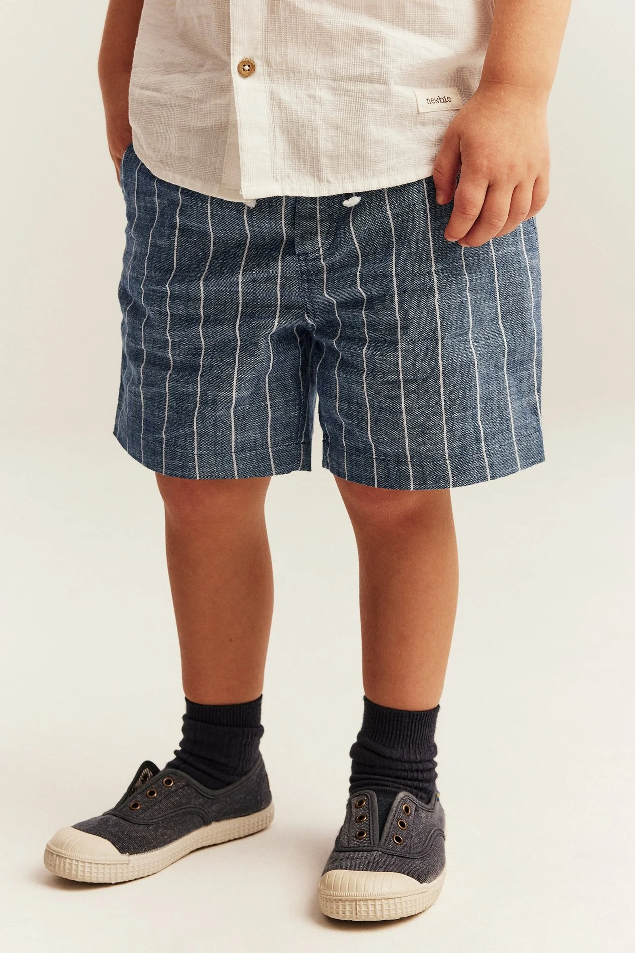 Kids blue striped woven shorts - Image 3