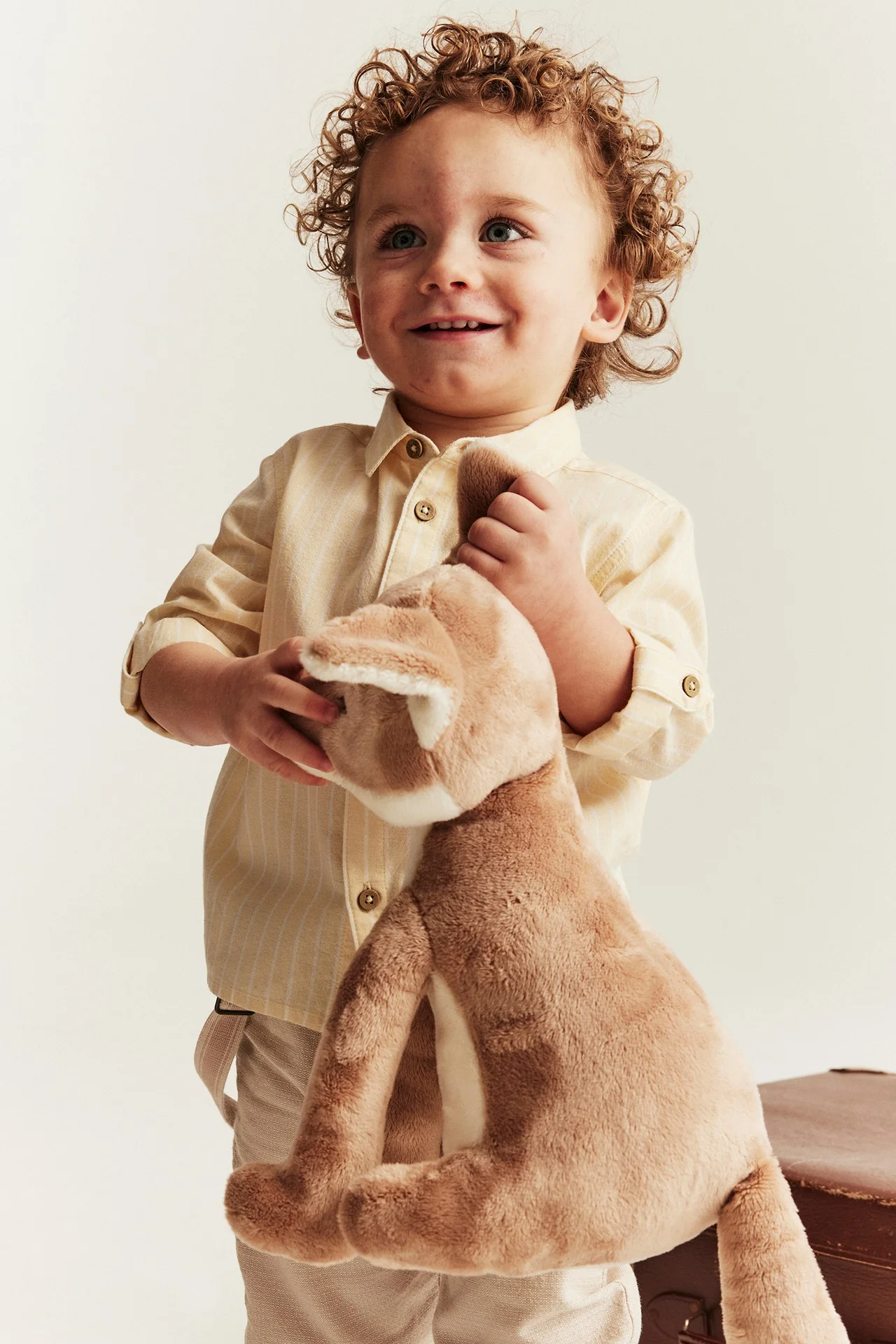 Baby yellow woven shirt with collar - Image 3