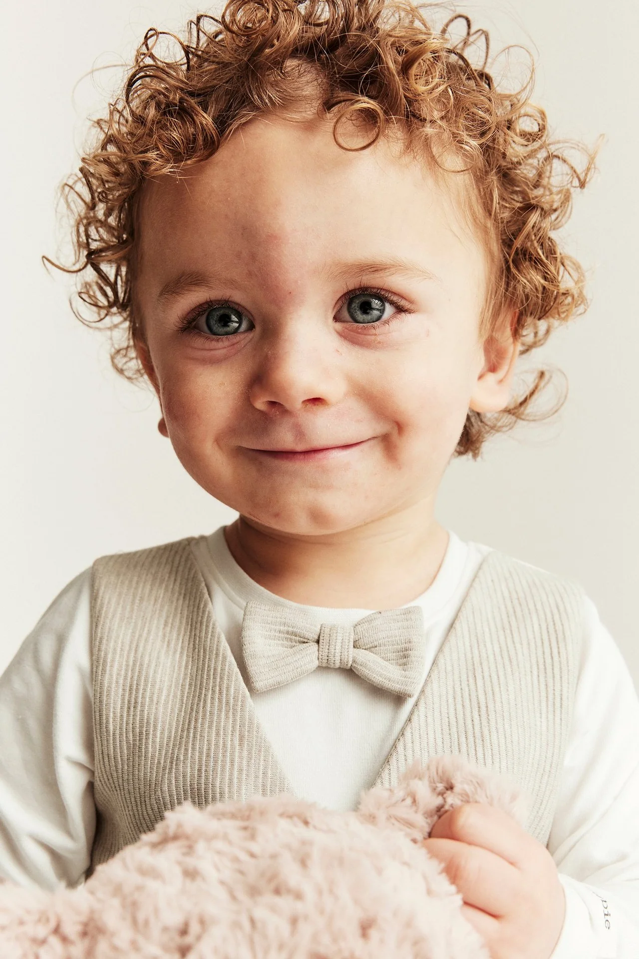 Baby beige tie bodysuit with waistcoat - Image 4