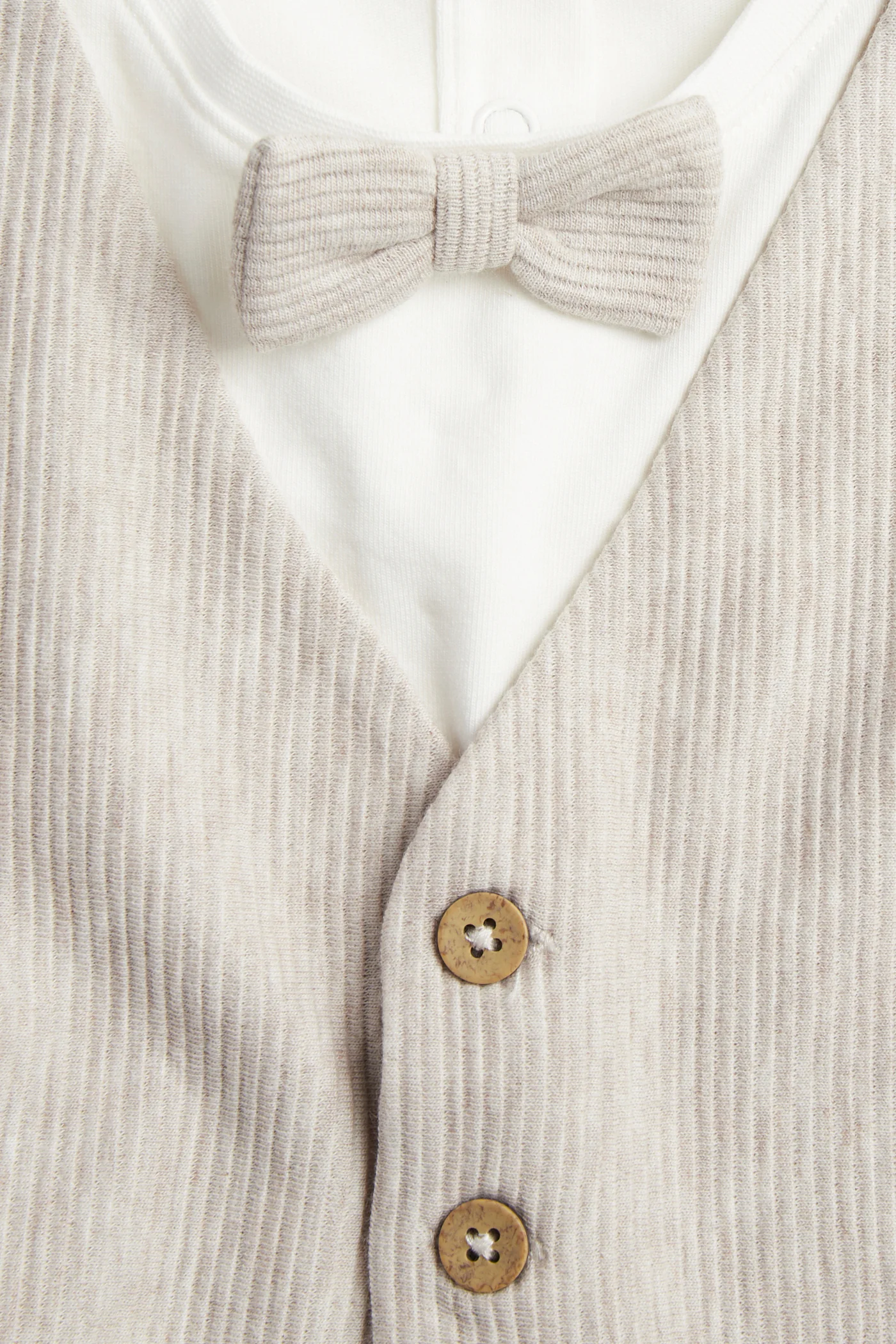 Baby beige tie bodysuit with waistcoat - Image 5