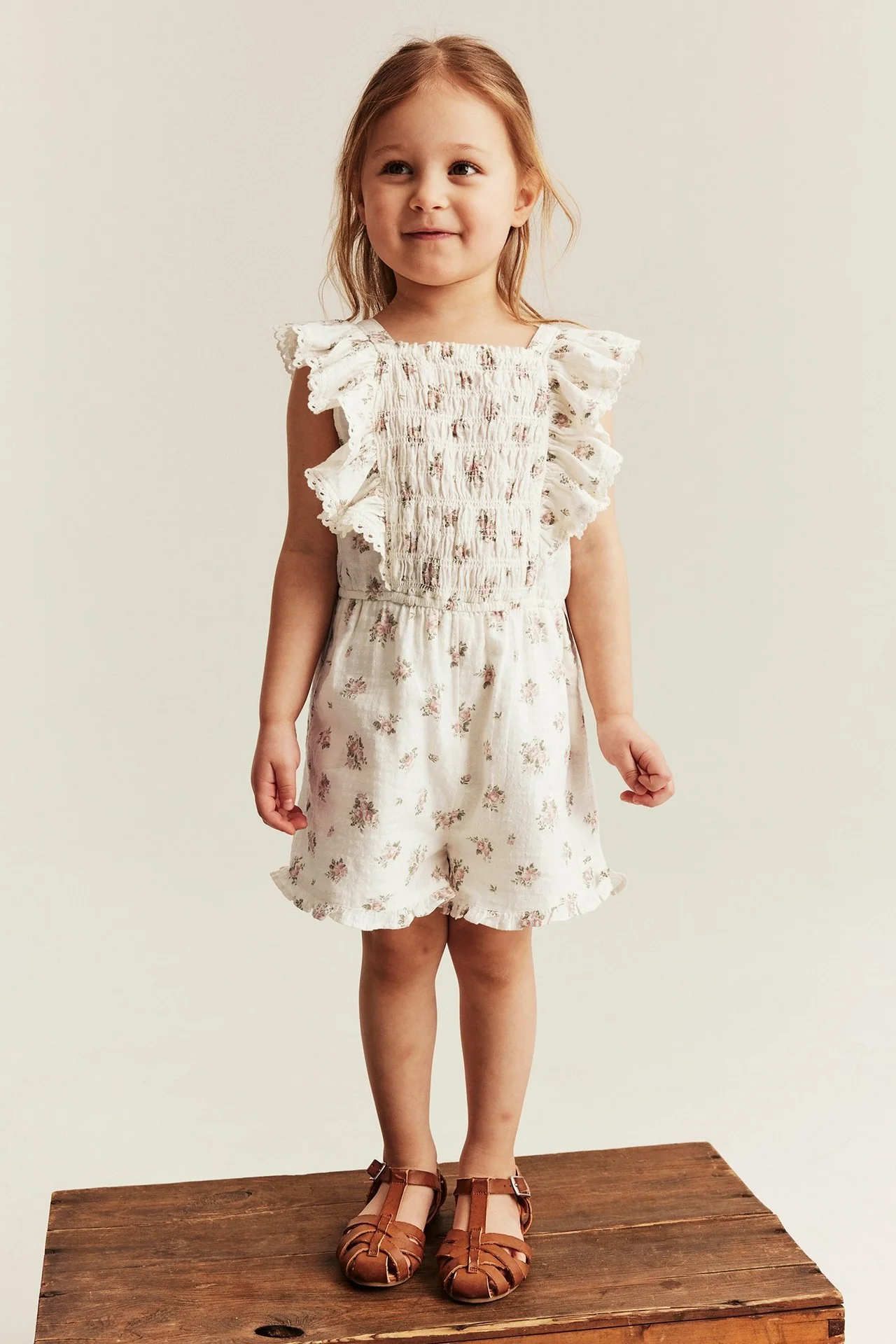 Kids floral jumpsuit with frills - Image 3