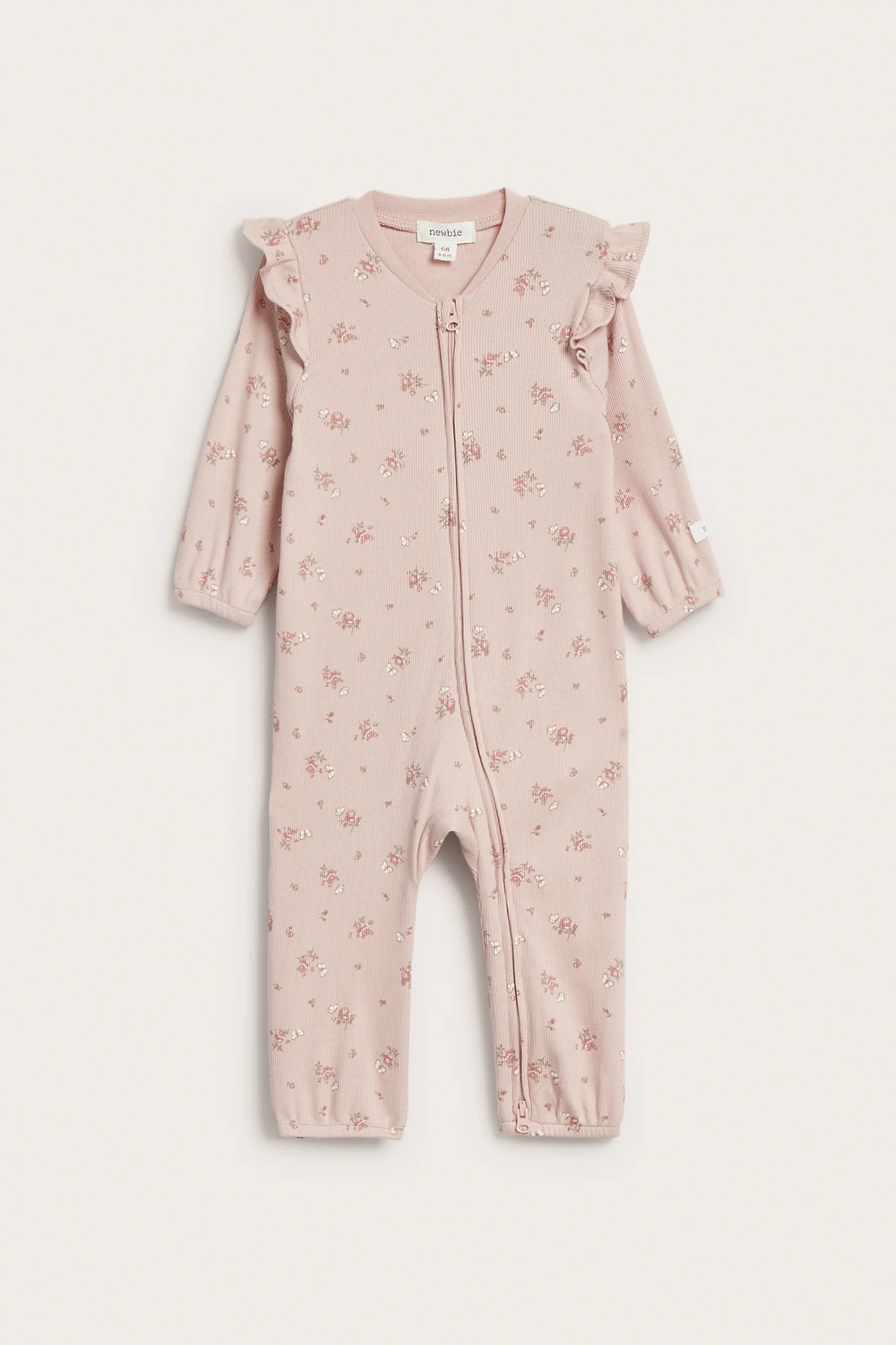 Baby pink floral sleepsuit with butterflies