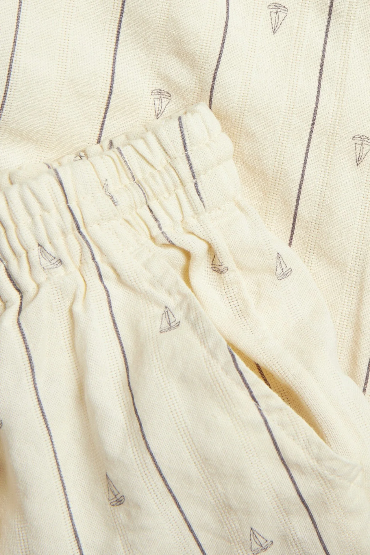 Kids cream striped trousers with sailboats - Image 2