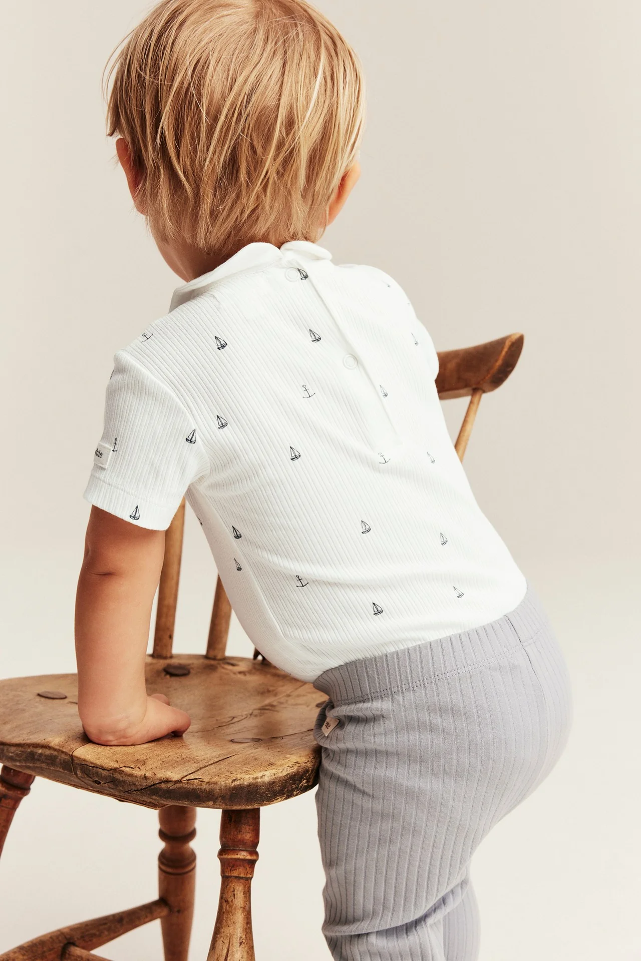 Baby white ribbed bodysuit with sailboats - Image 3