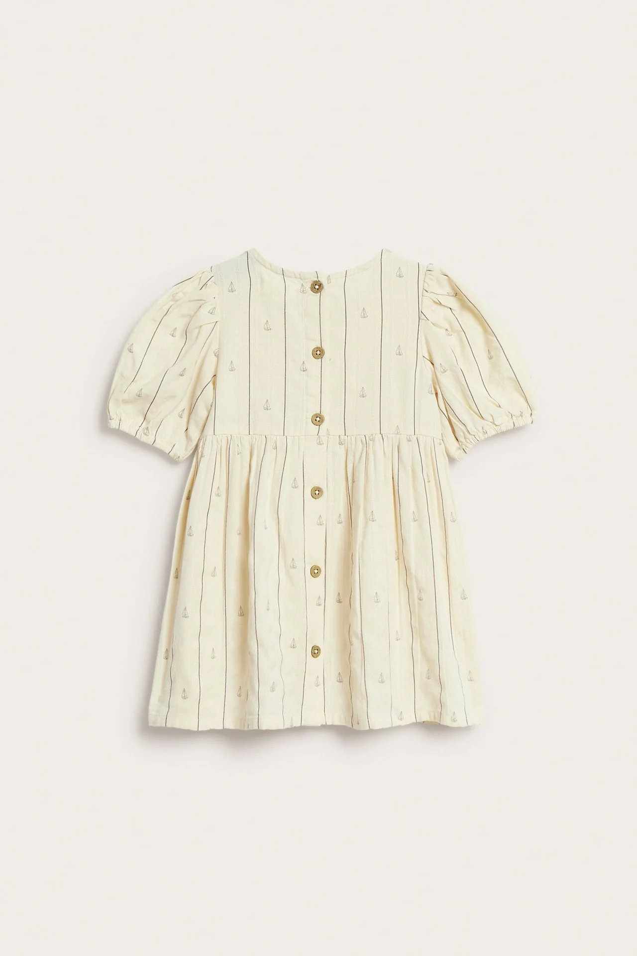 Baby cream striped dress with sailboats - Image 2