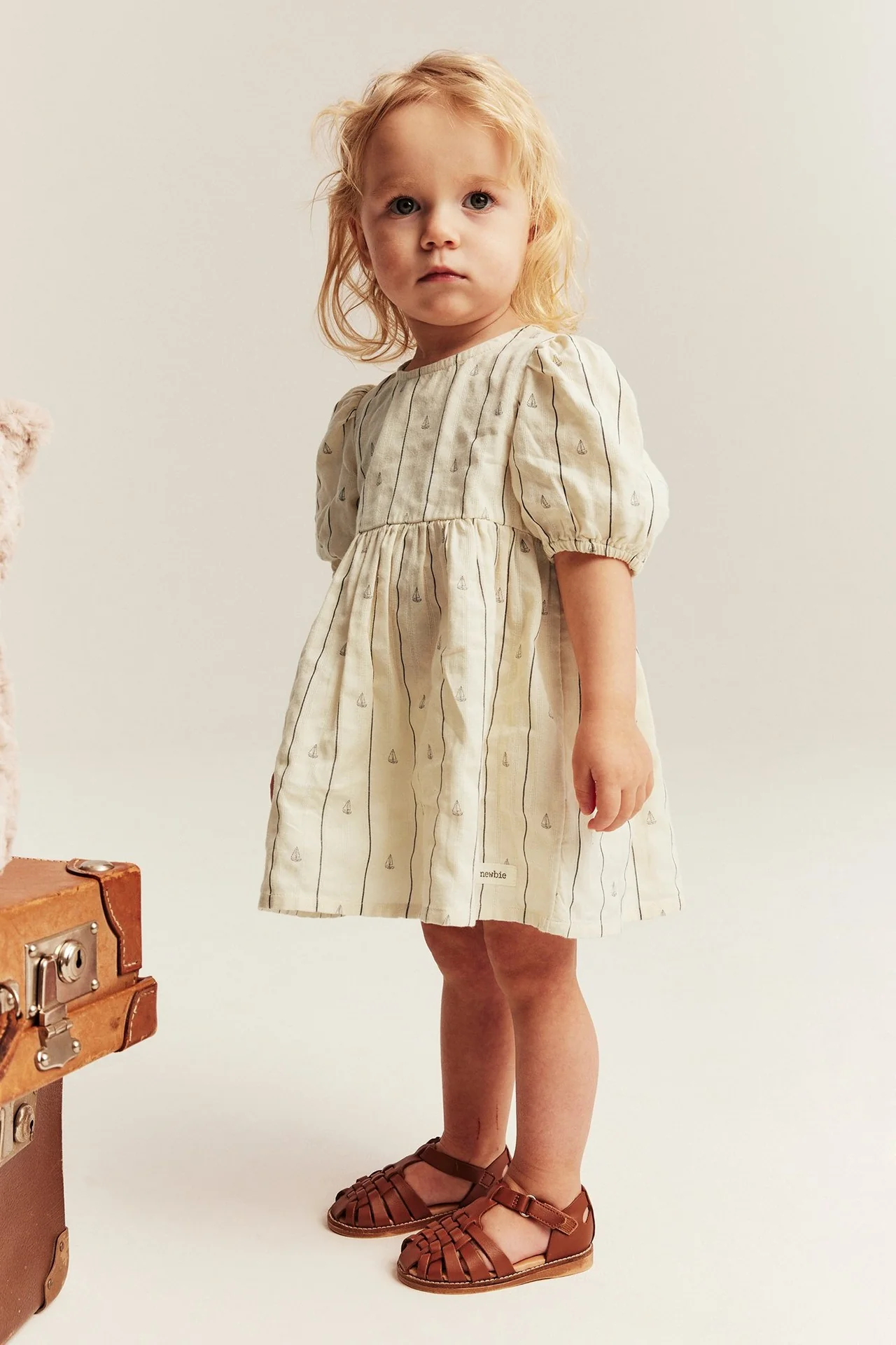 Baby cream striped dress with sailboats - Image 4