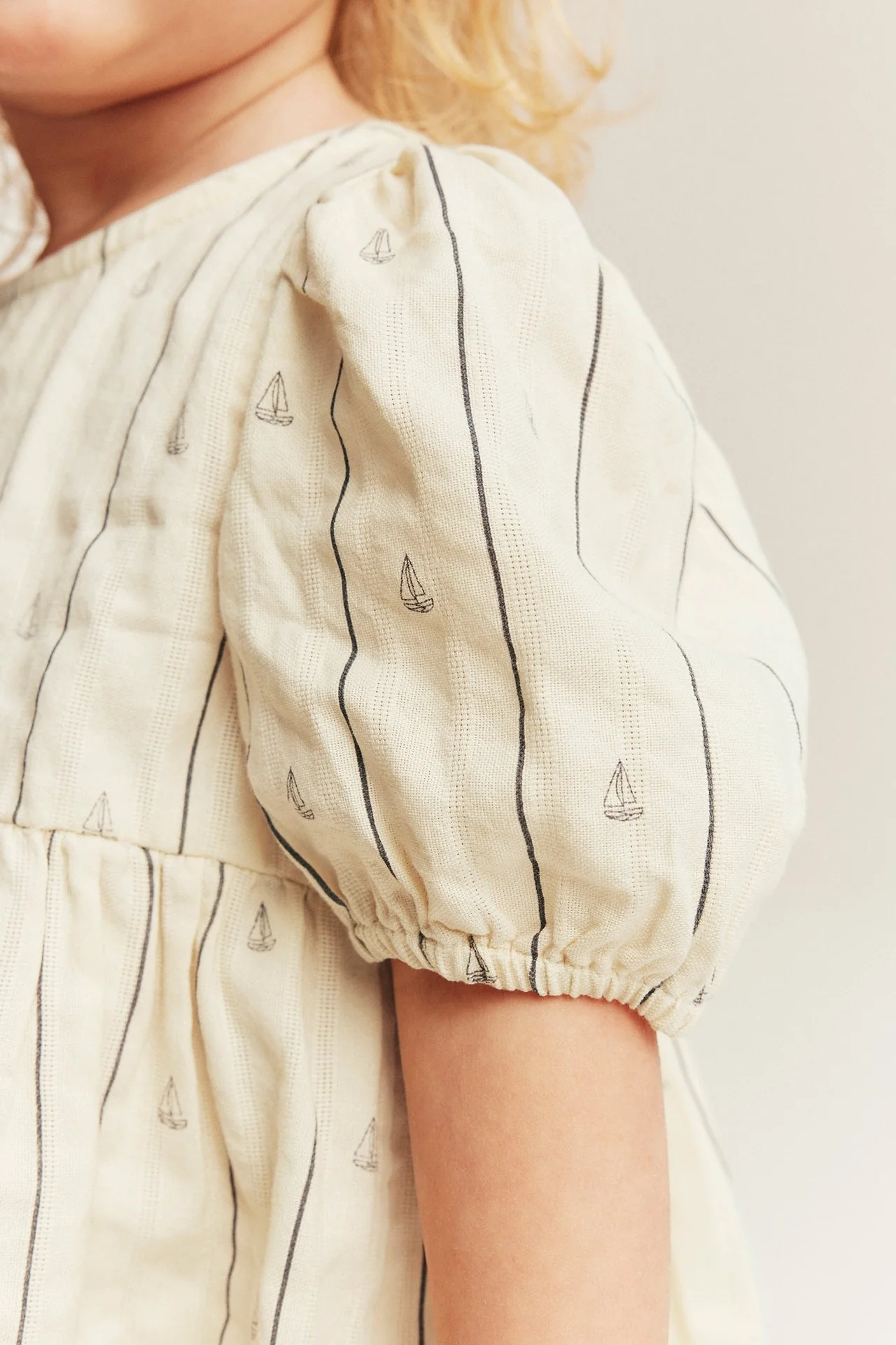 Baby cream striped dress with sailboats - Image 5