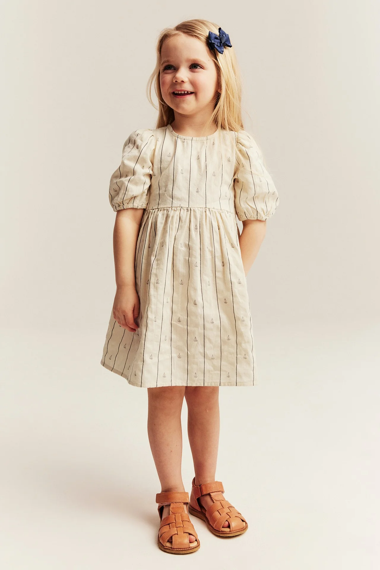 Kids cream dress with sailboats - Image 4