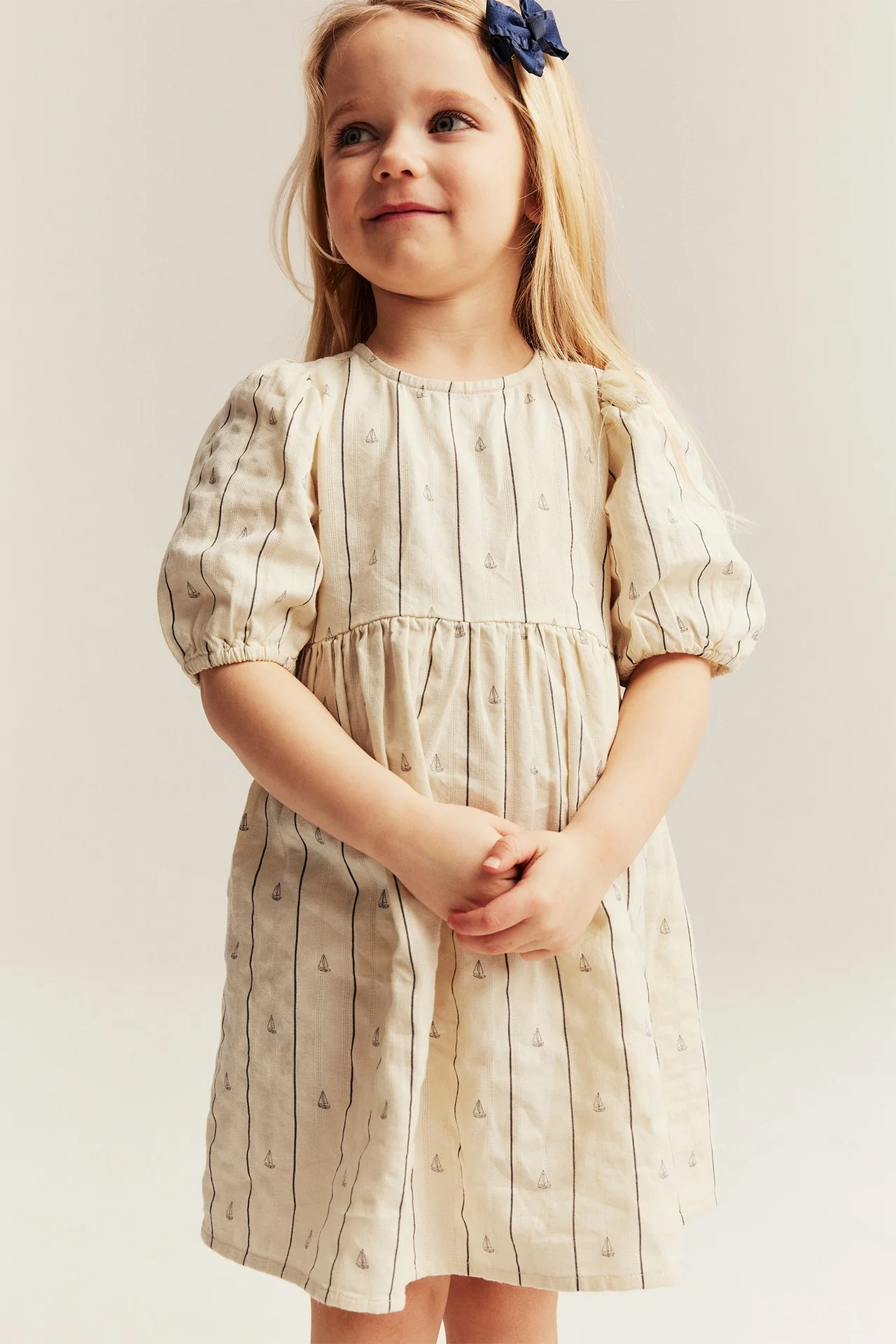 Kids cream dress with sailboats - Image 6