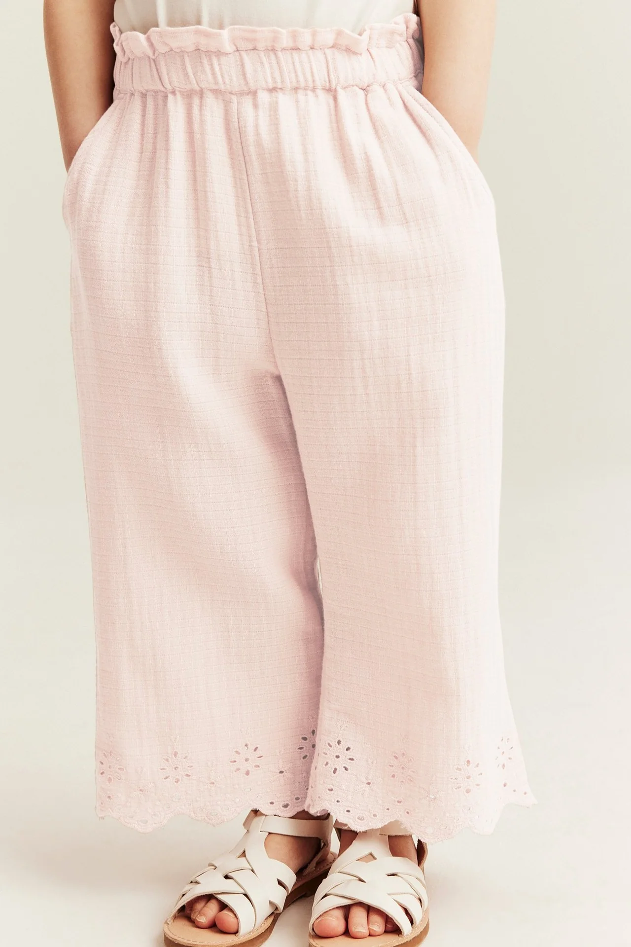 Kids pink trousers with embroidery - Image 3