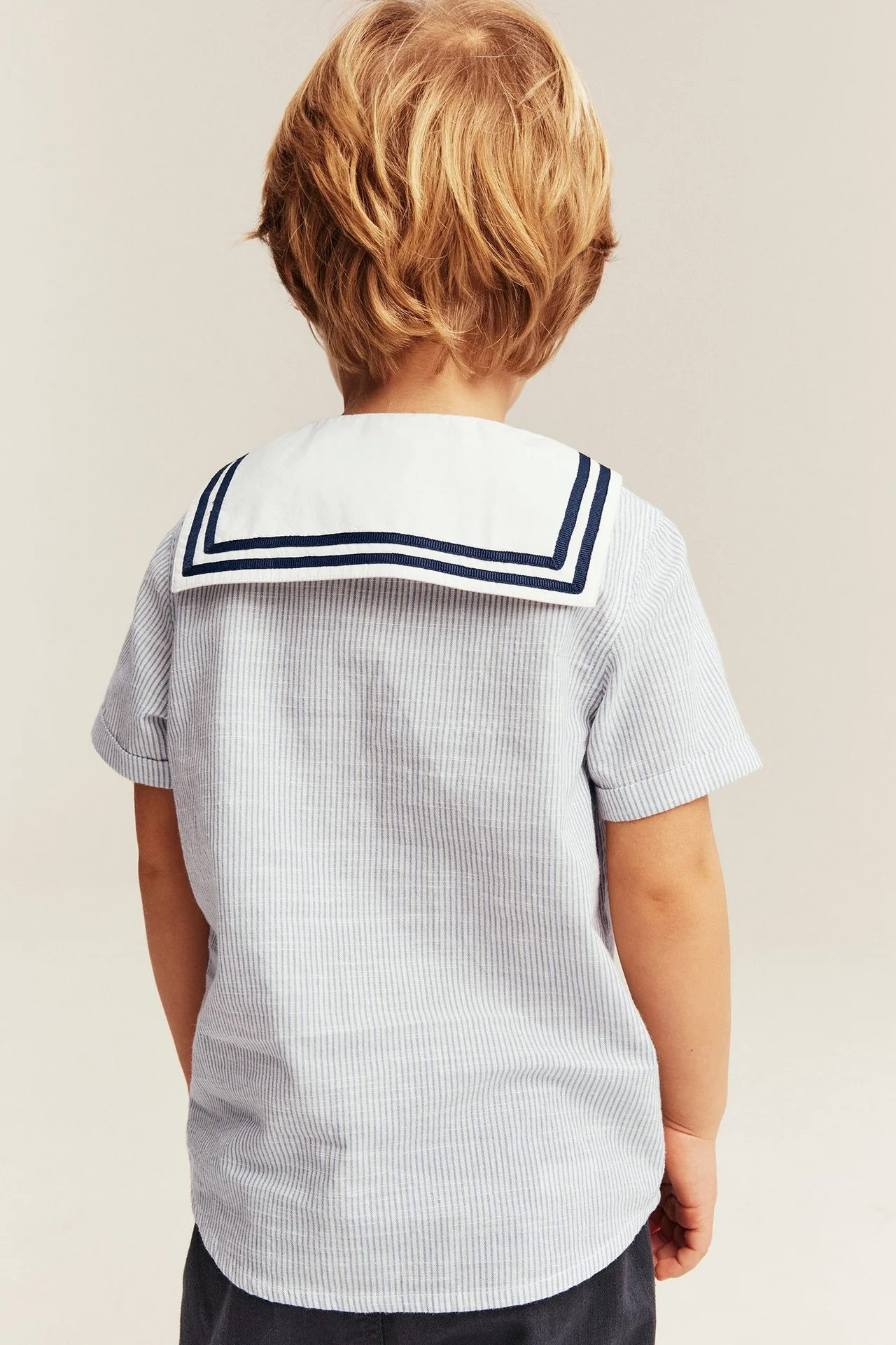 Kids blue shirt with sailor collar - Image 3