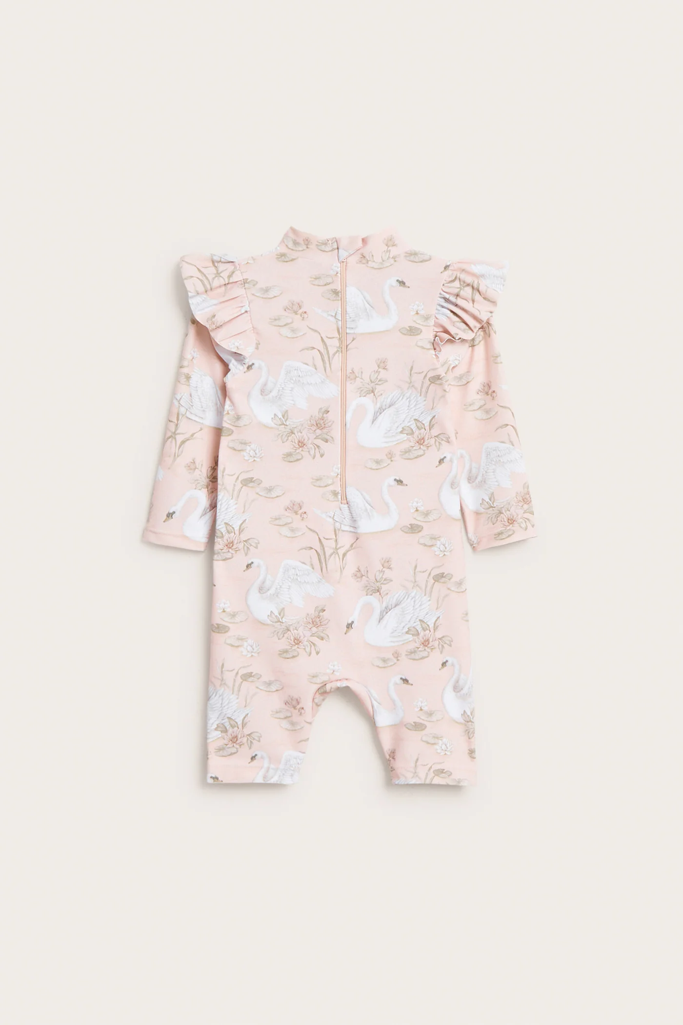 Baby & kids' pink swan UV suit with frills - Image 2