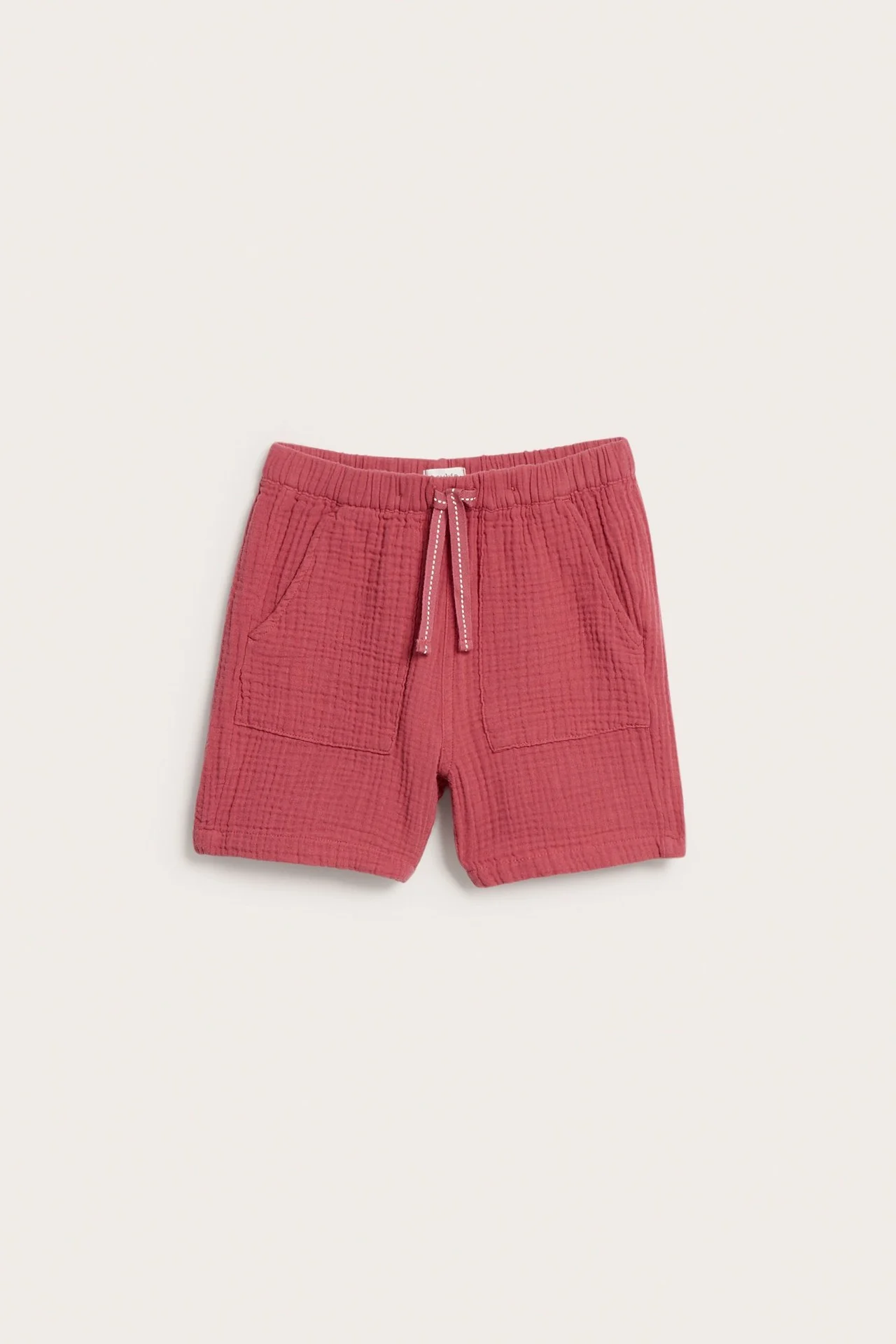 Kids red muslin shorts - Image 2