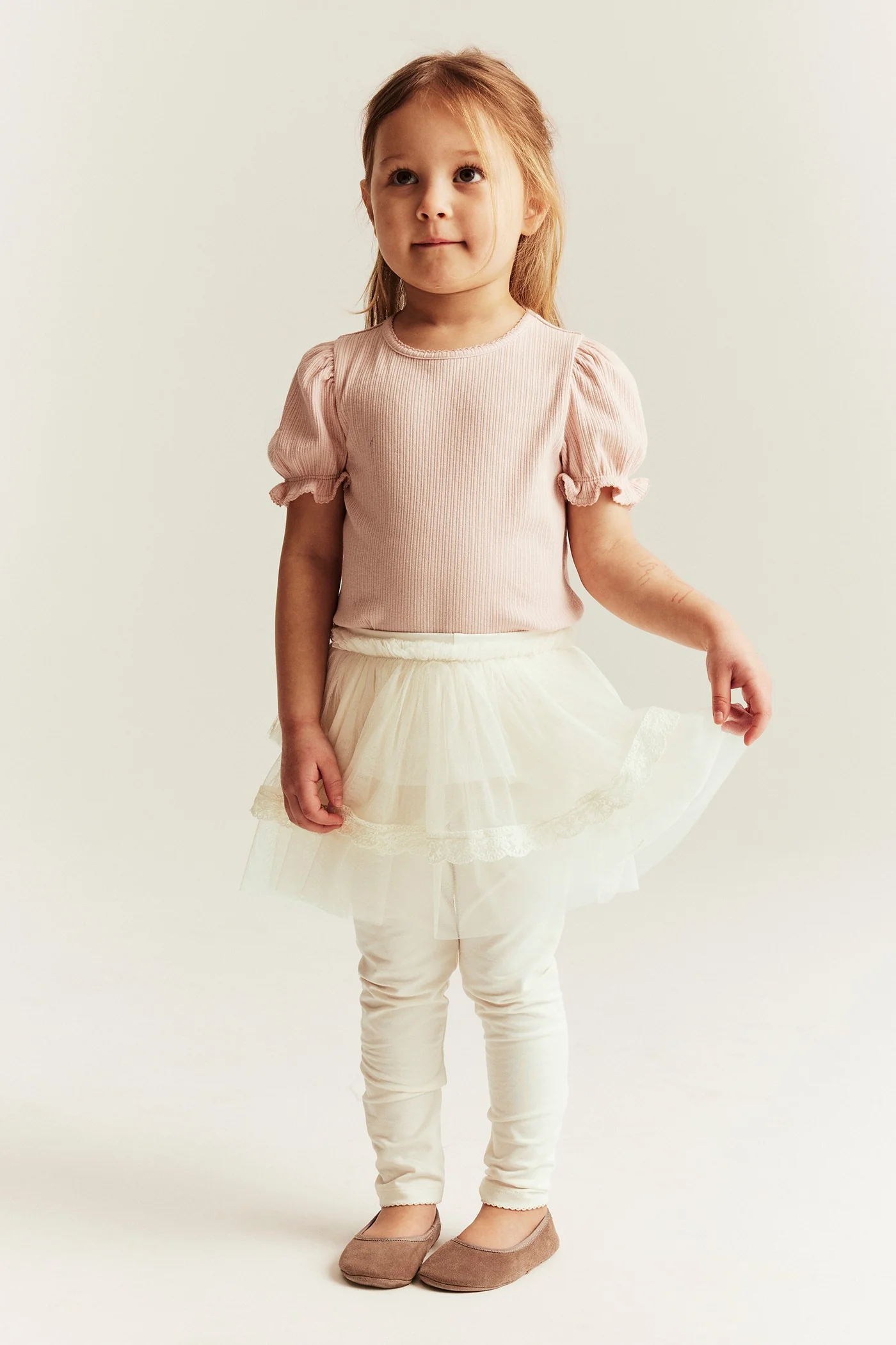 Kids white leggings with tulle skirt - Image 4