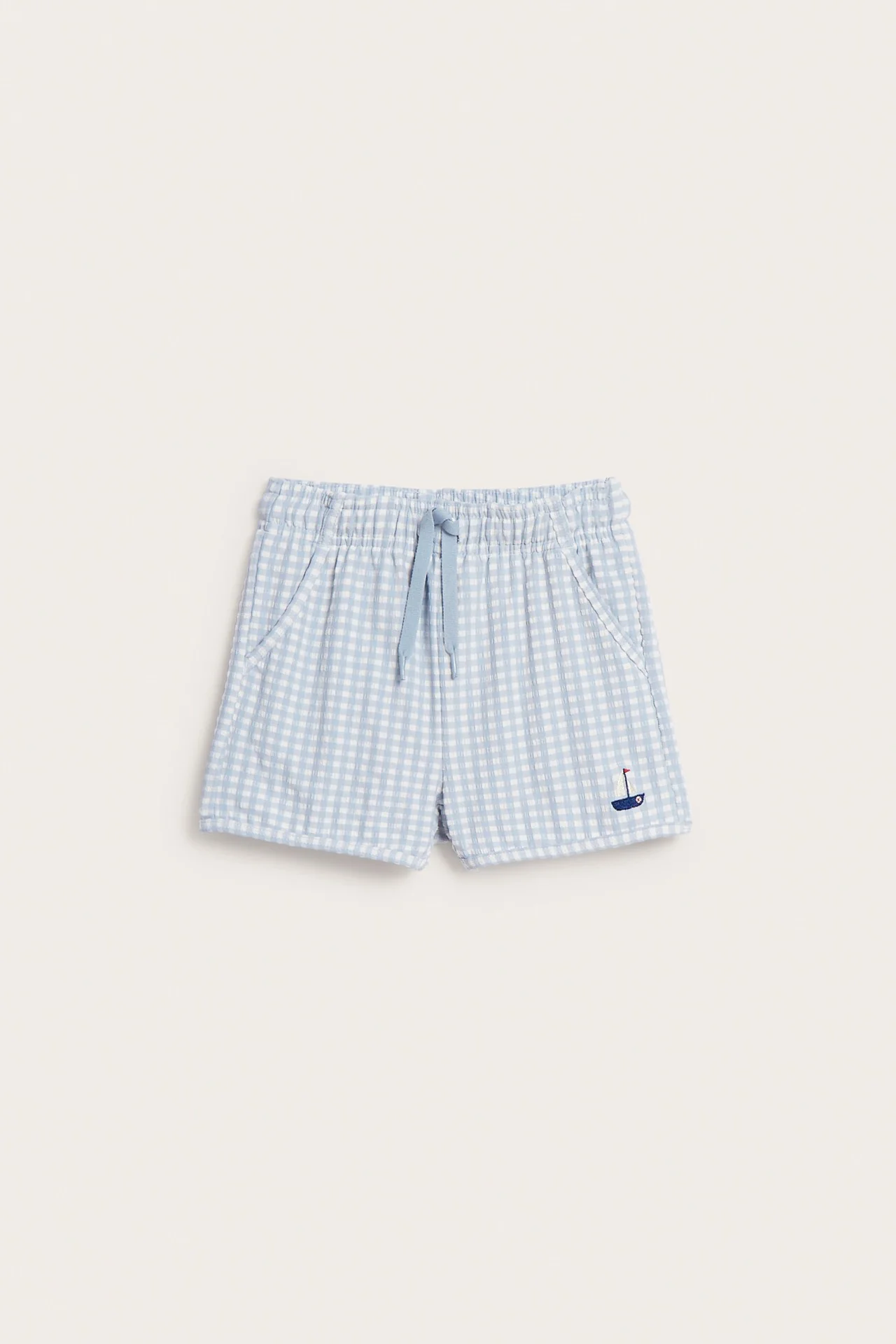 Kids blue checked swim shorts