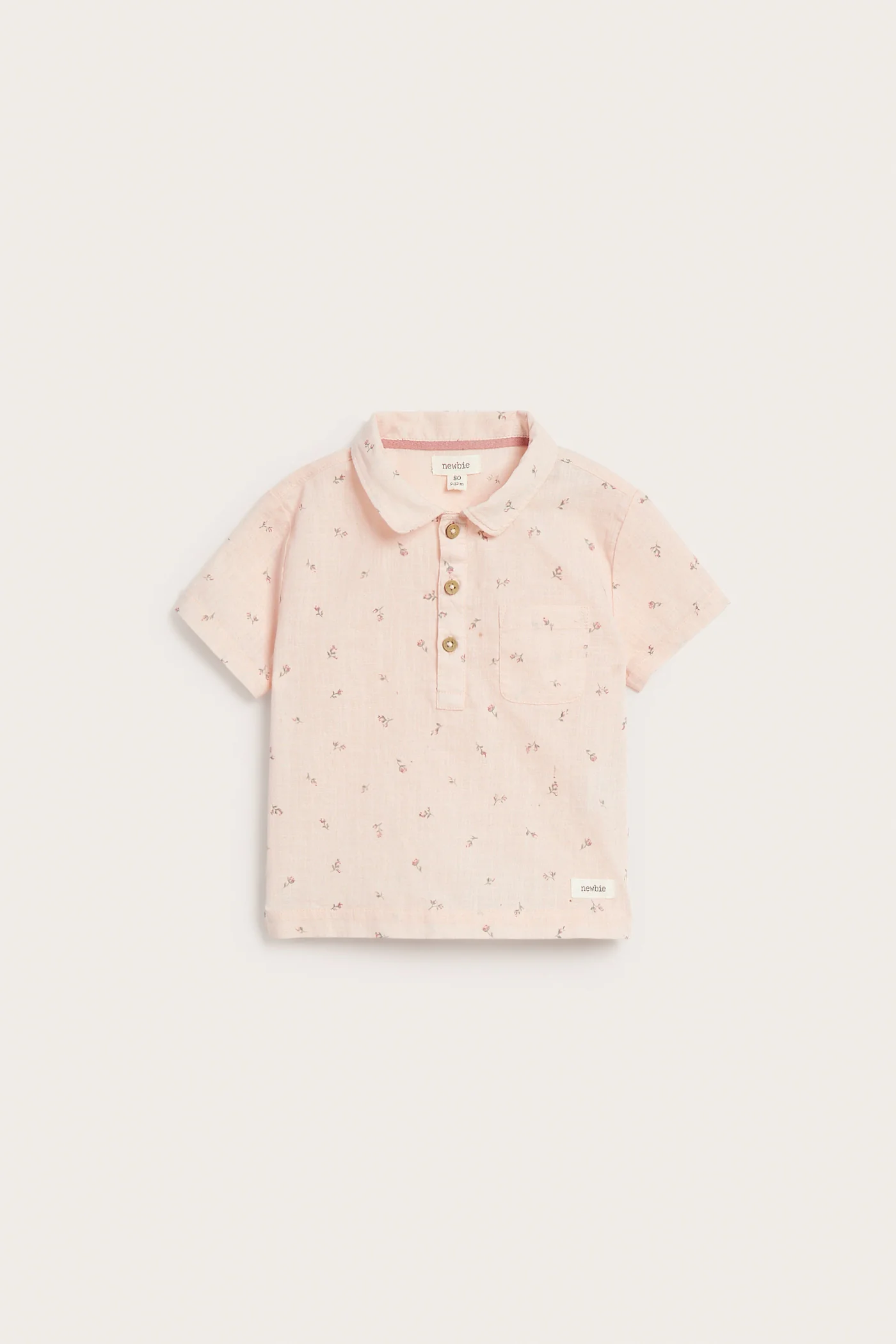 Baby pink floral short sleeve shirt