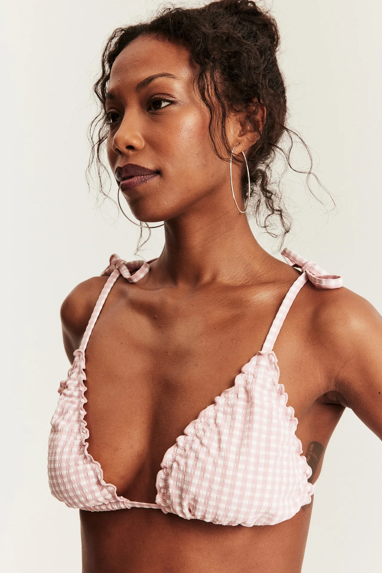 Women's pink triangle bikini top - Image 3