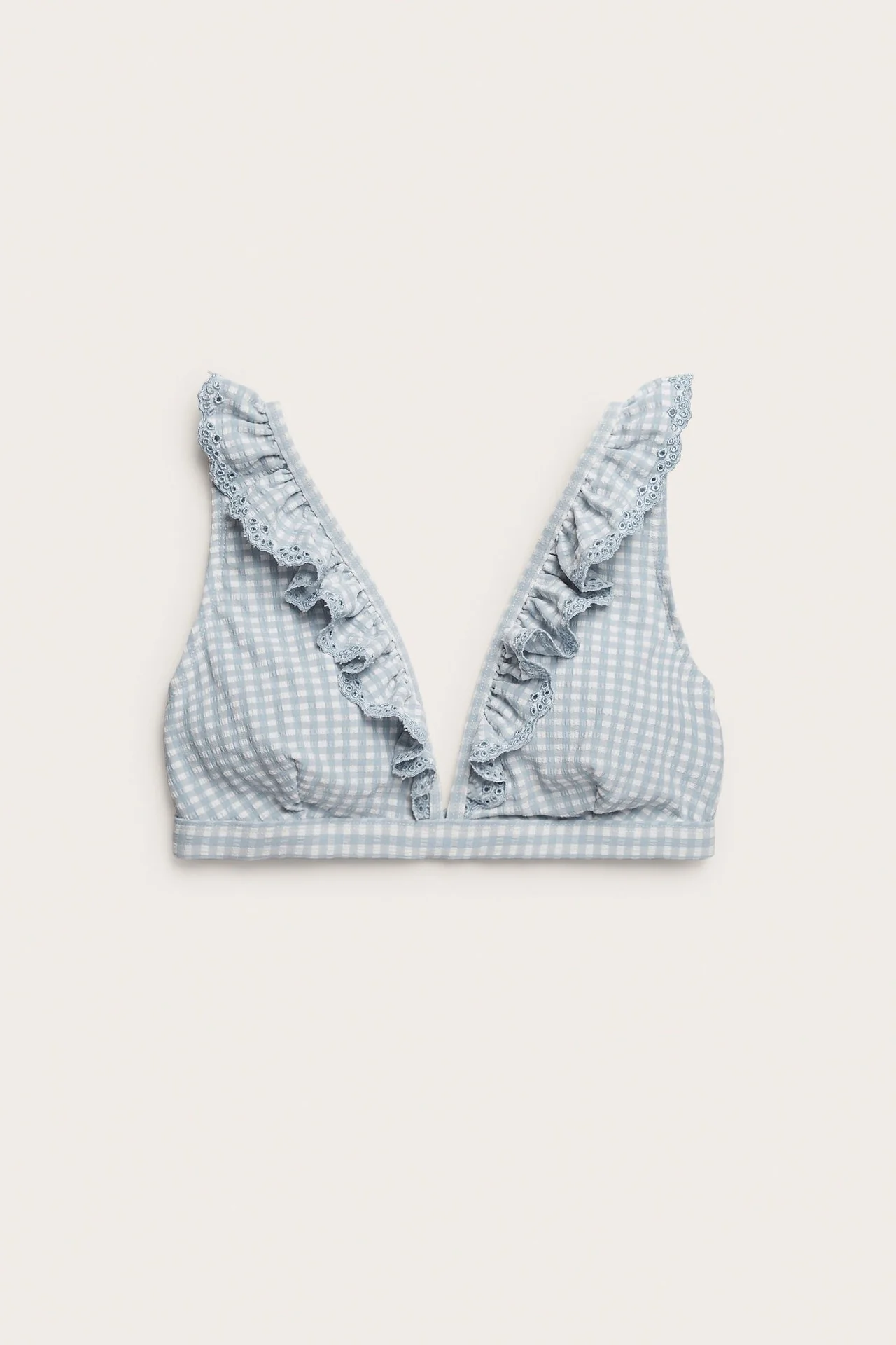 Women's blue checkered bikini top - Image 2