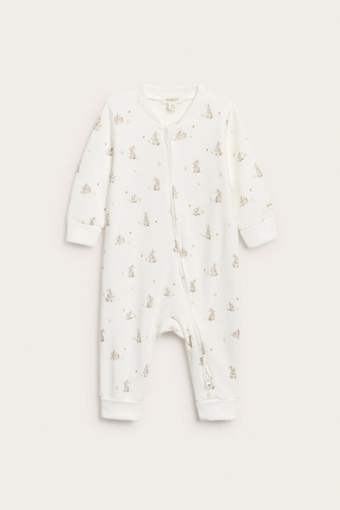 Baby white sleepsuit with bunny print - Image 2