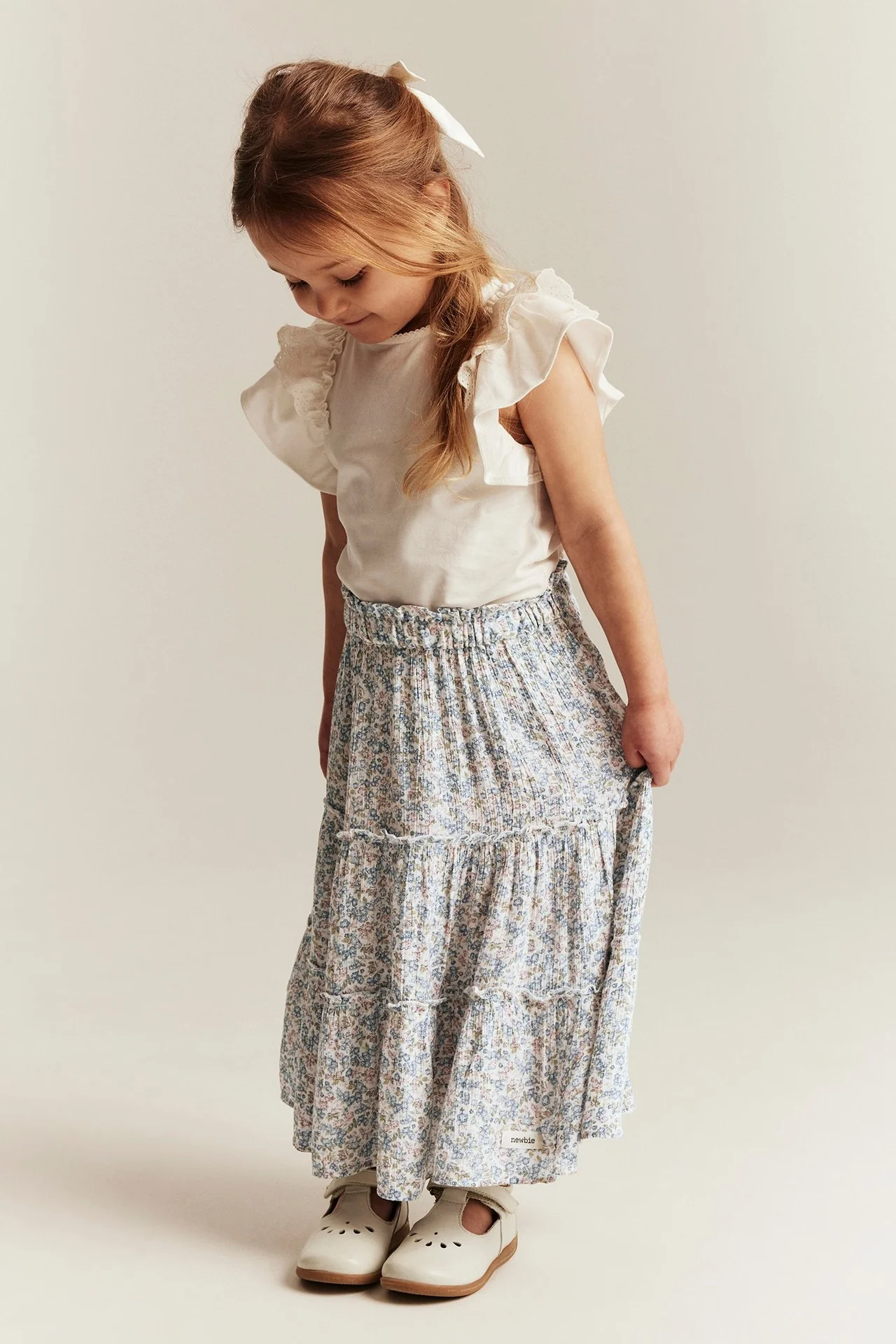 Kids white floral long skirt - Image 3