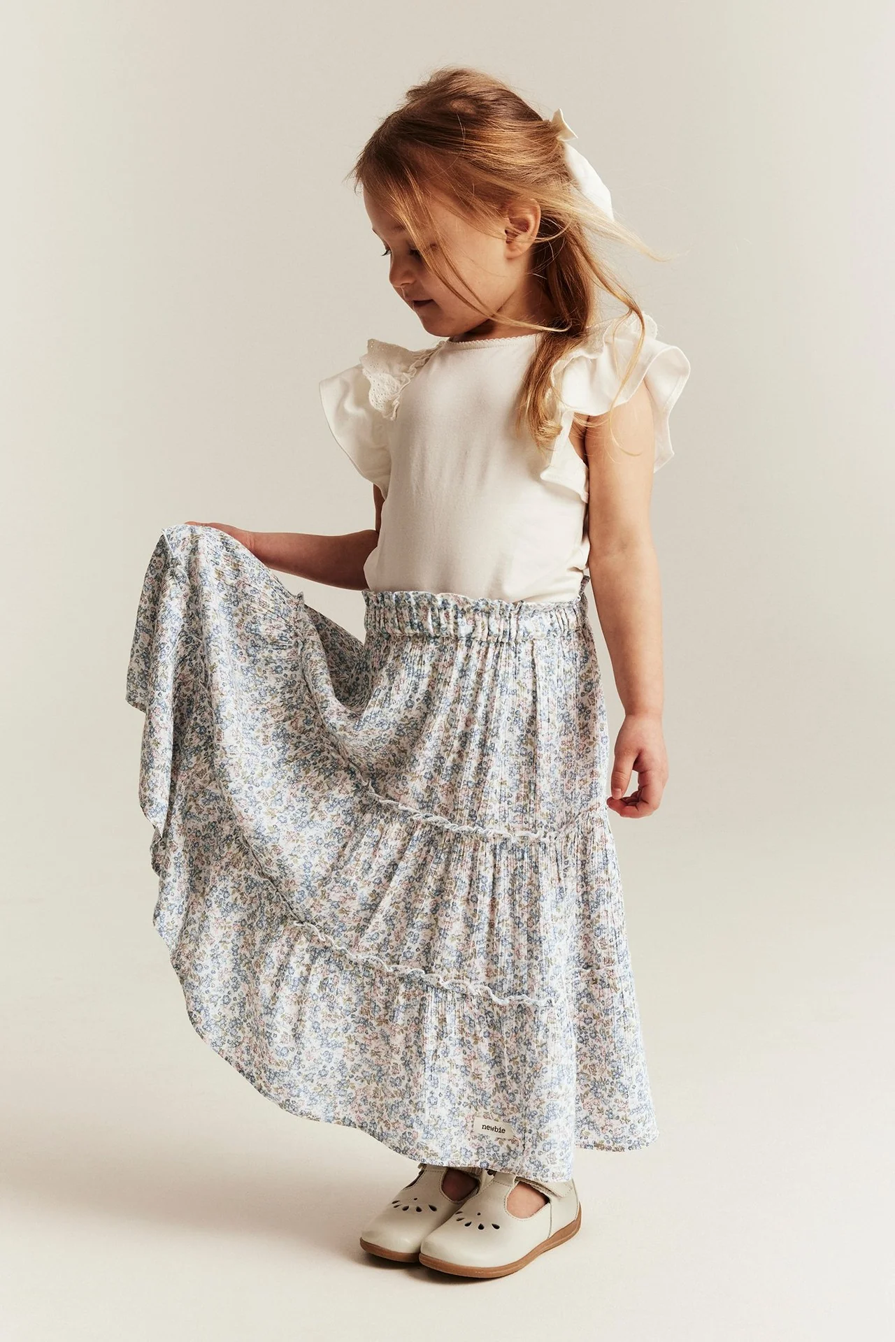 Kids white floral long skirt - Image 4