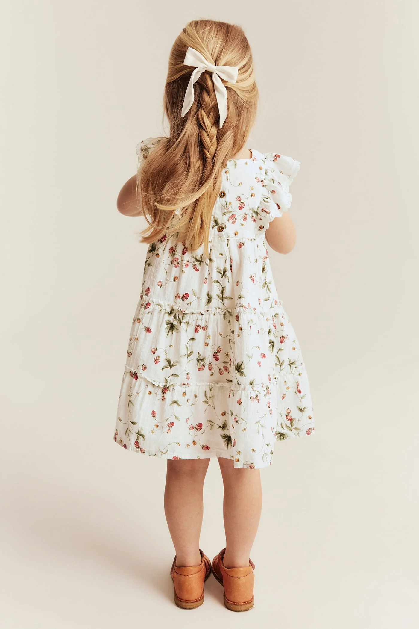 Kids woven wild strawberry dress - Image 3