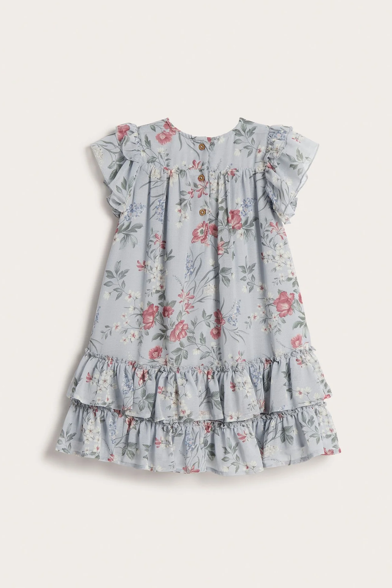 Kids floral chiffon dress with frills - Image 2