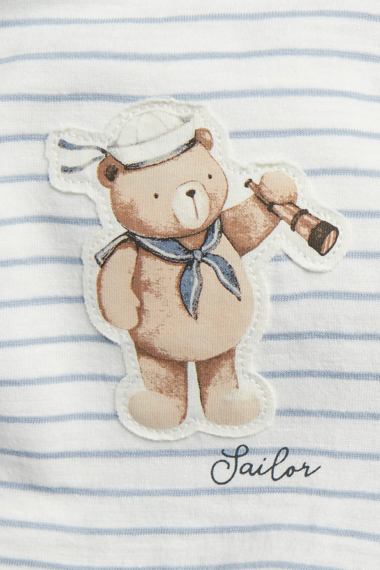 Kids striped t-shirt with teddy appliqué - Image 2