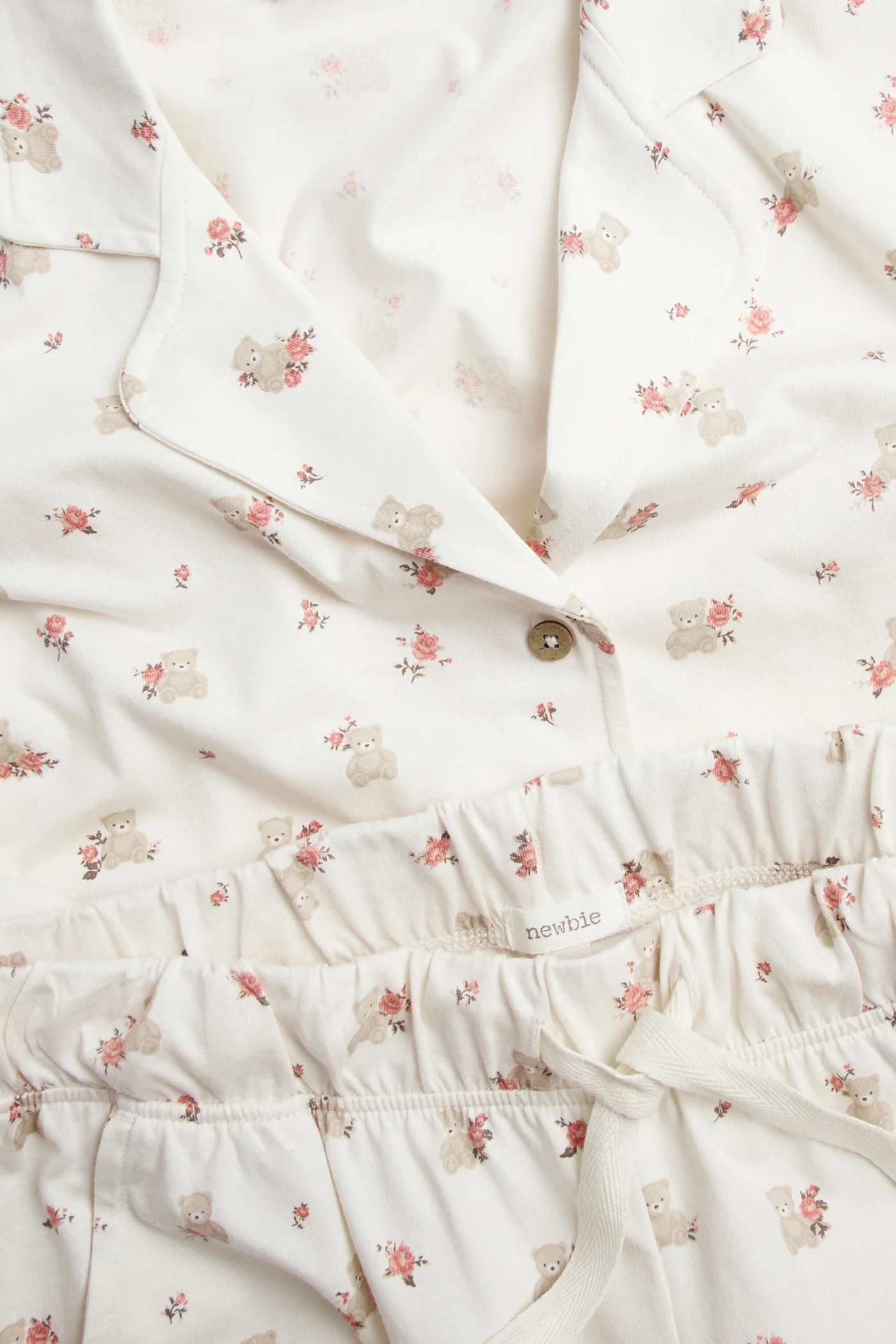 Women's white floral teddy bear pyjamas - Image 5