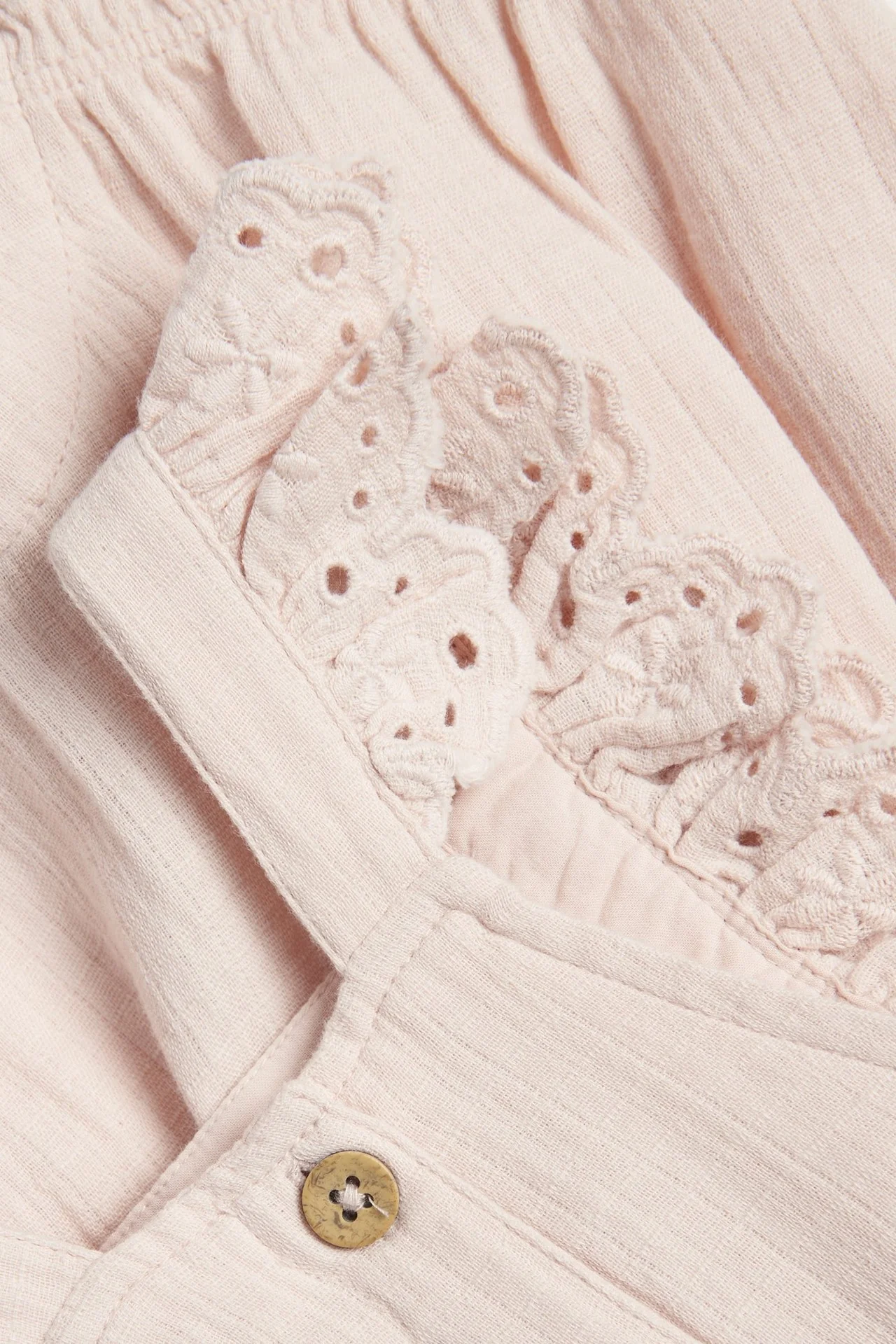 Baby woven dungaree shorts with lace - Image 3