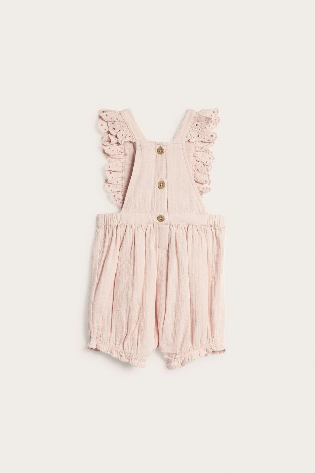 Baby woven dungaree shorts with lace - Image 4