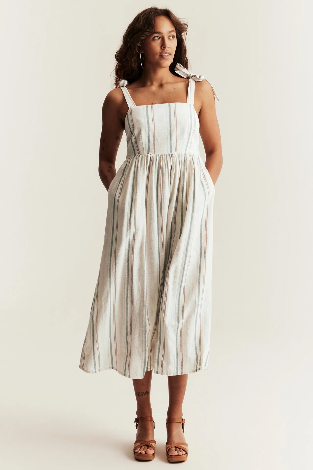 Women’s white striped dress - Image 4